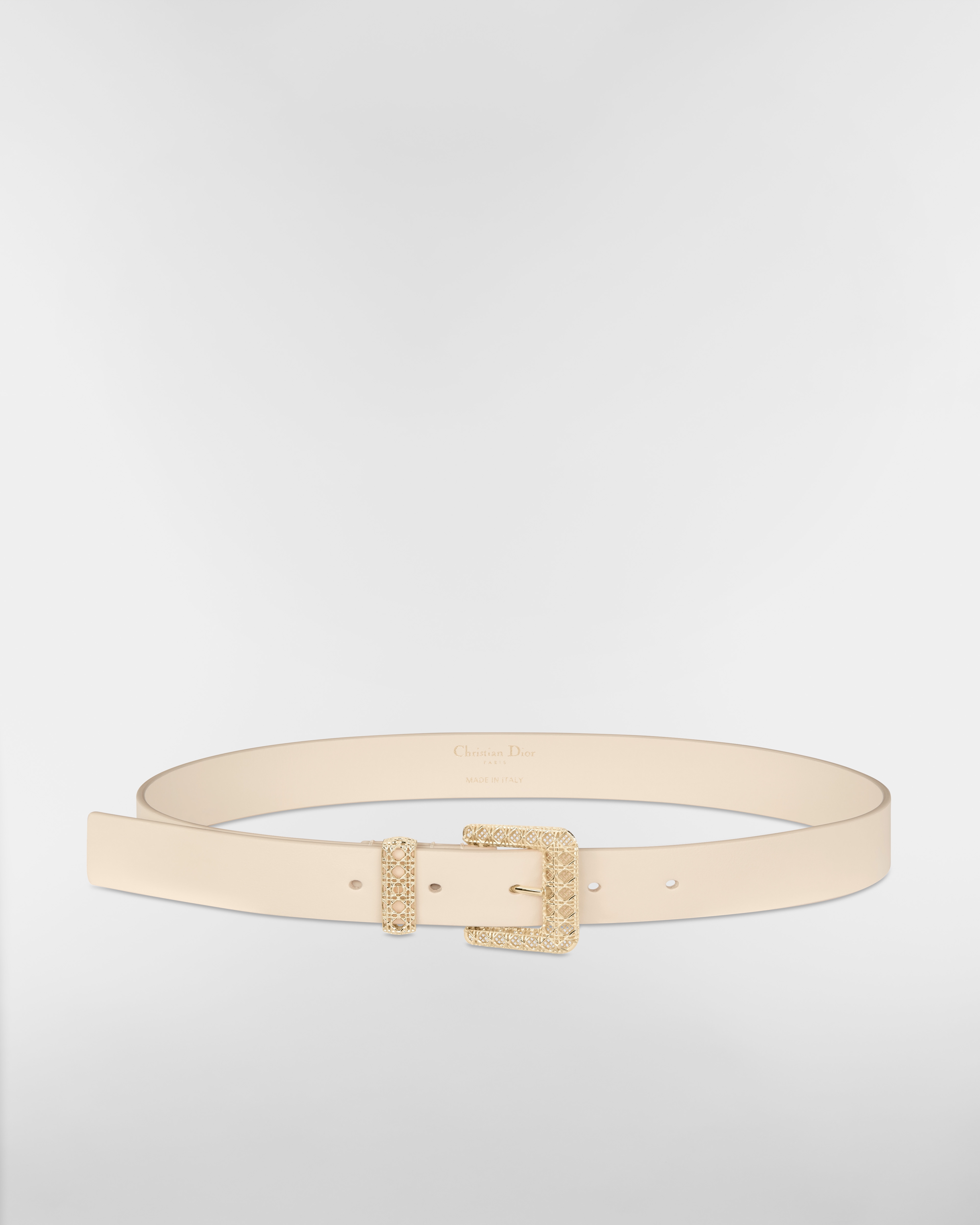 Dior Cannage Belt Light Beige Smooth Calfskin, 25 MM E01