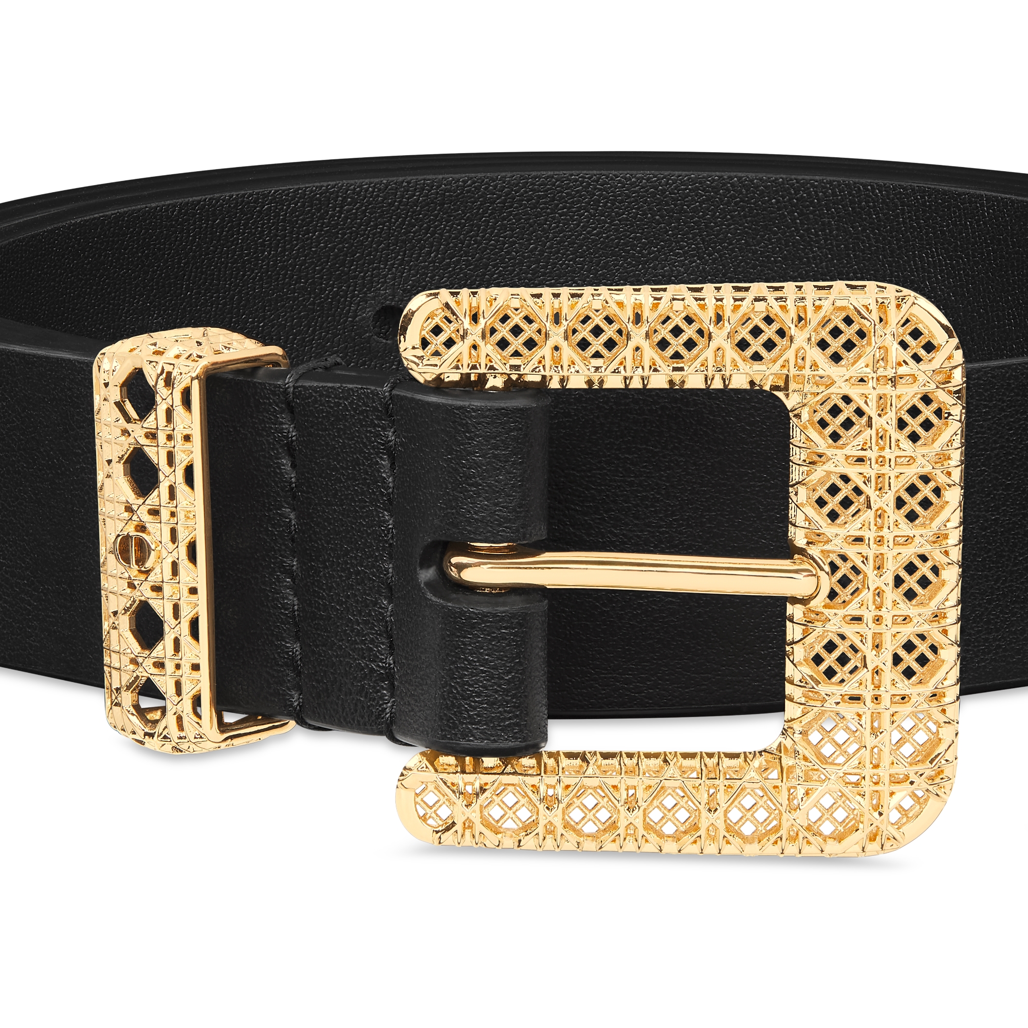 Dior Cannage-riem Soepel zwart kalfsleer, 25 mm E09