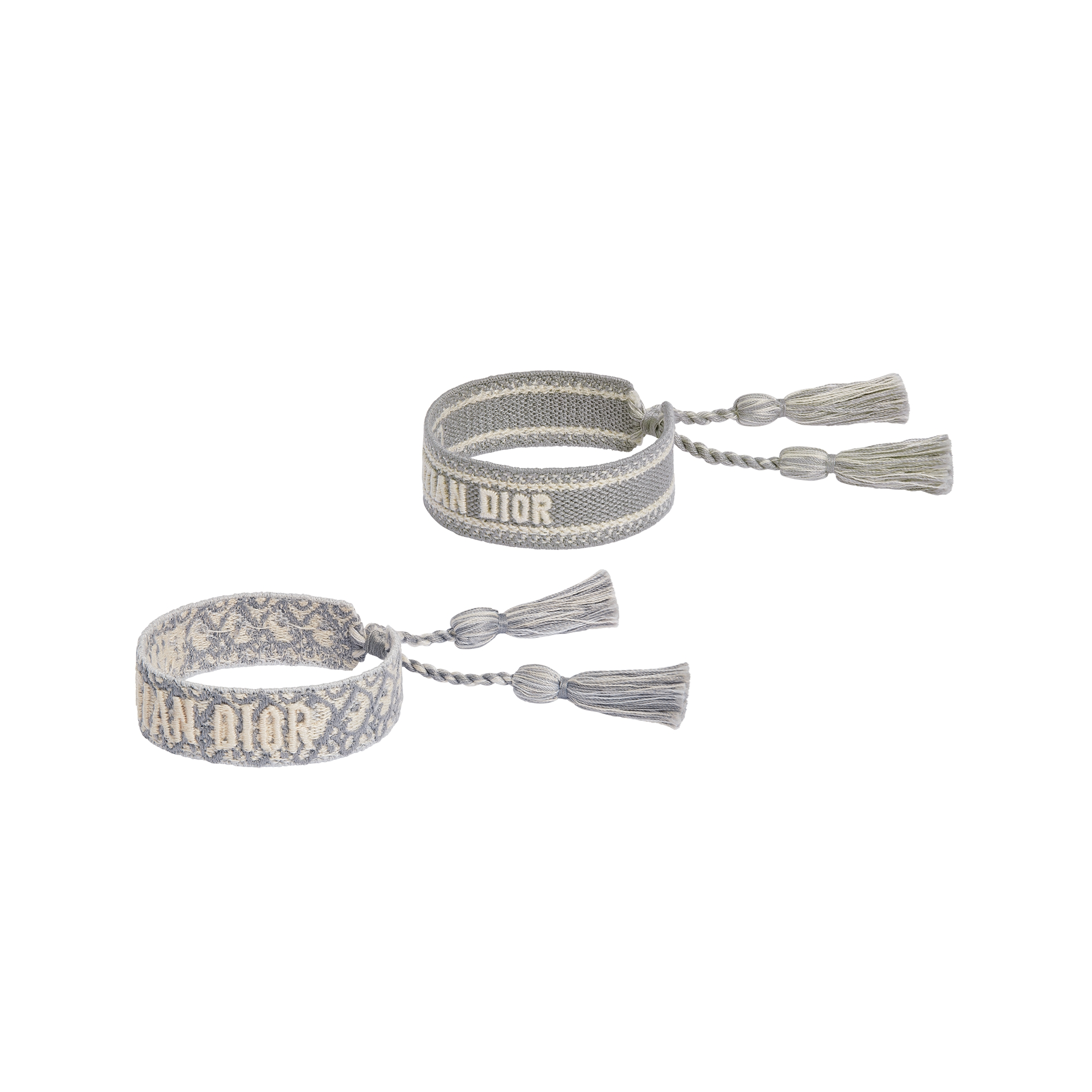 Christian Dior Bracelet Set Gray Dior Oblique Cotton E03