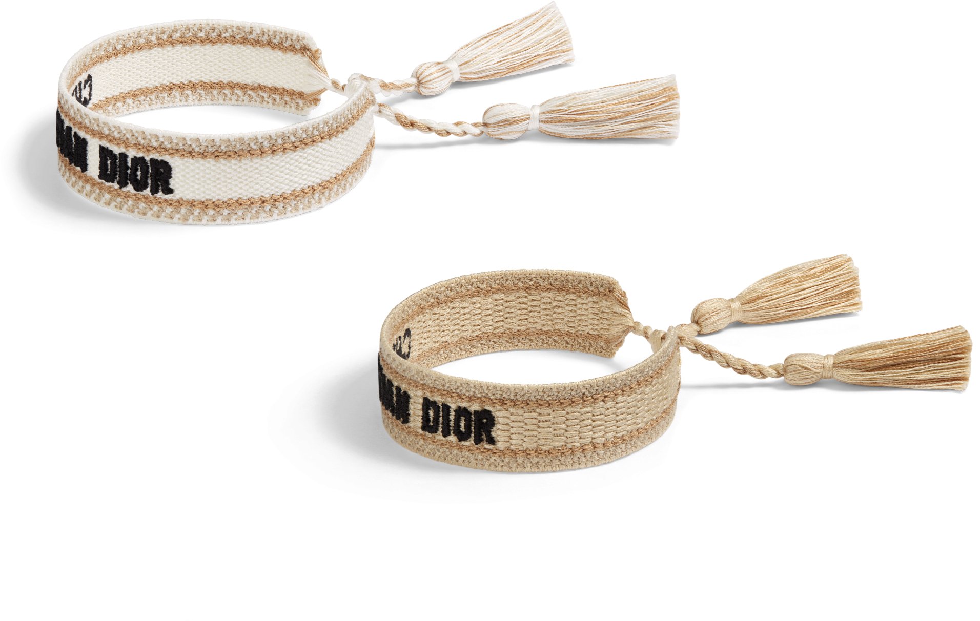 DIOR Christian Dior Bracelet Set White And Sand Colored Cotton Women