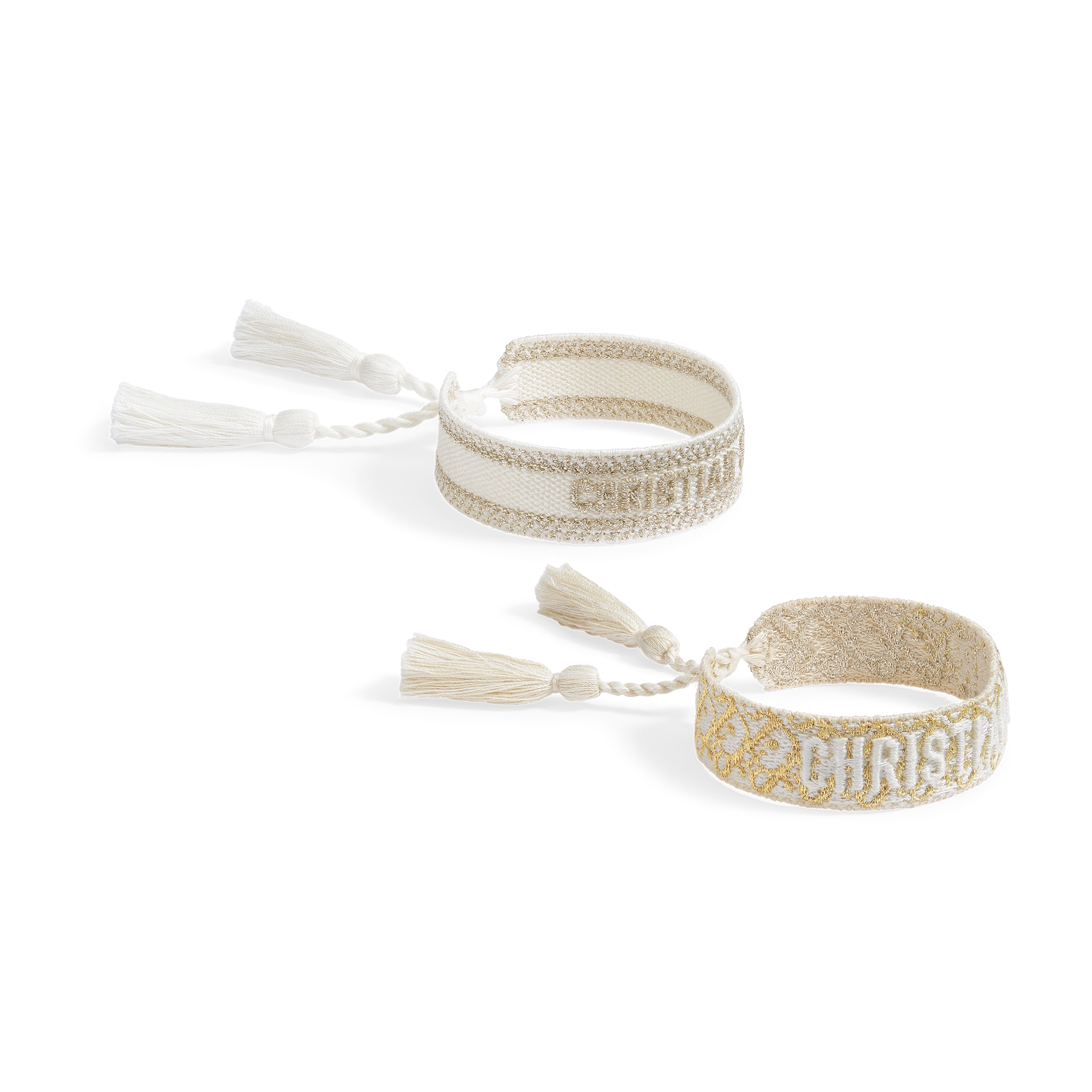 Christian Dior Bracelet Set Gold-Tone Dior Oblique Cotton E01