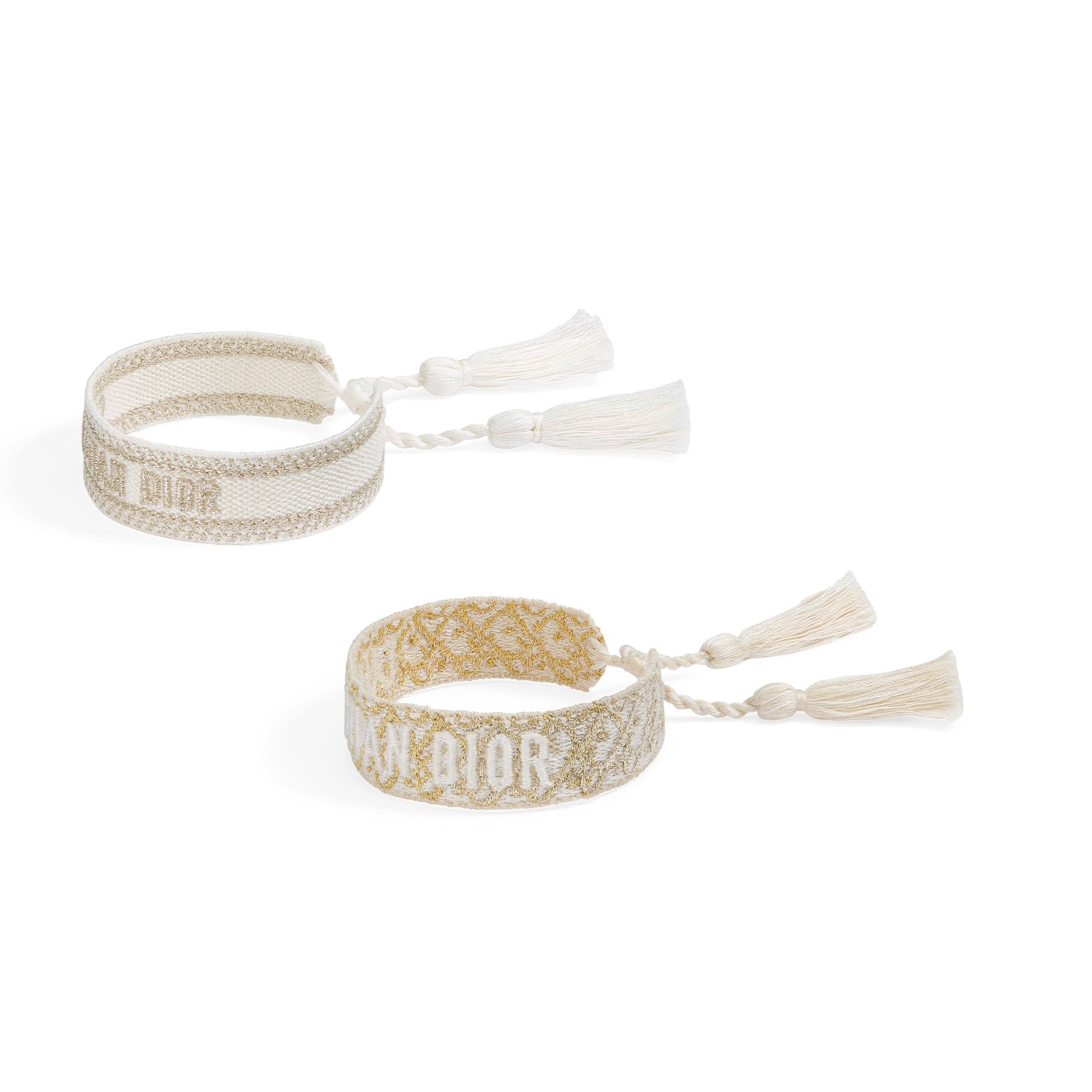 Conjunto de pulseiras Christian Dior Algodão Dior Oblique dourado E03