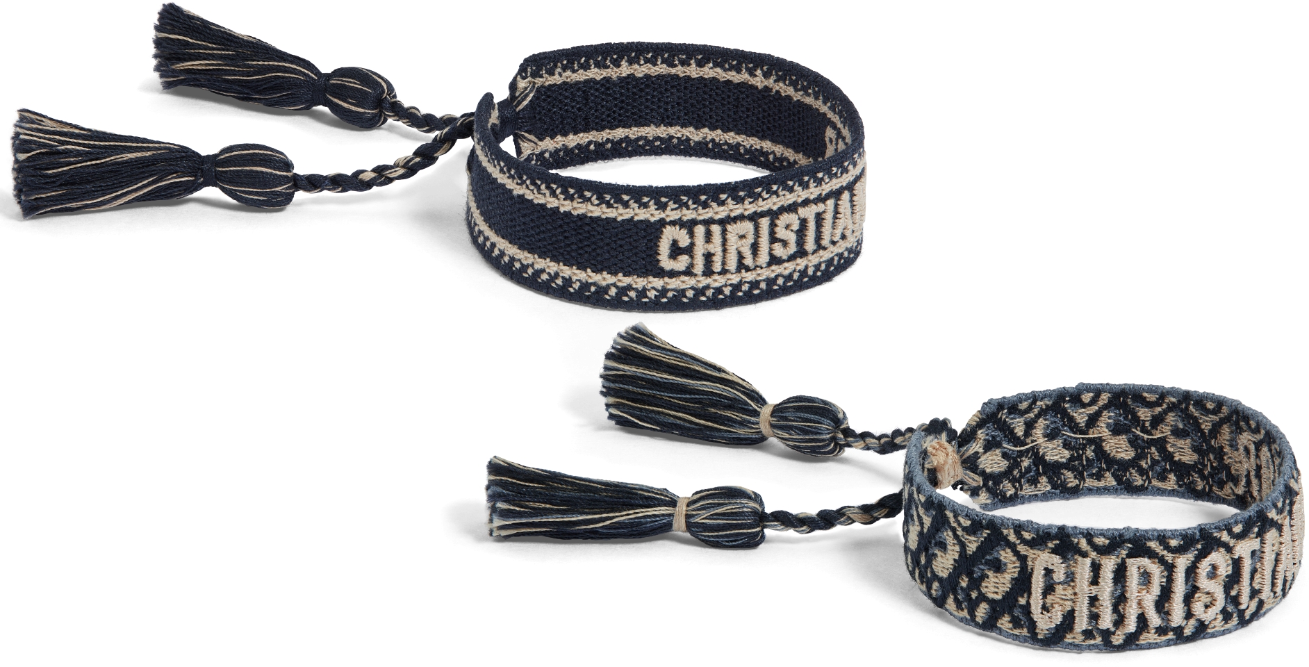 Christian Dior Bracelet Set Navy Blue Dior Oblique Cotton | DIOR