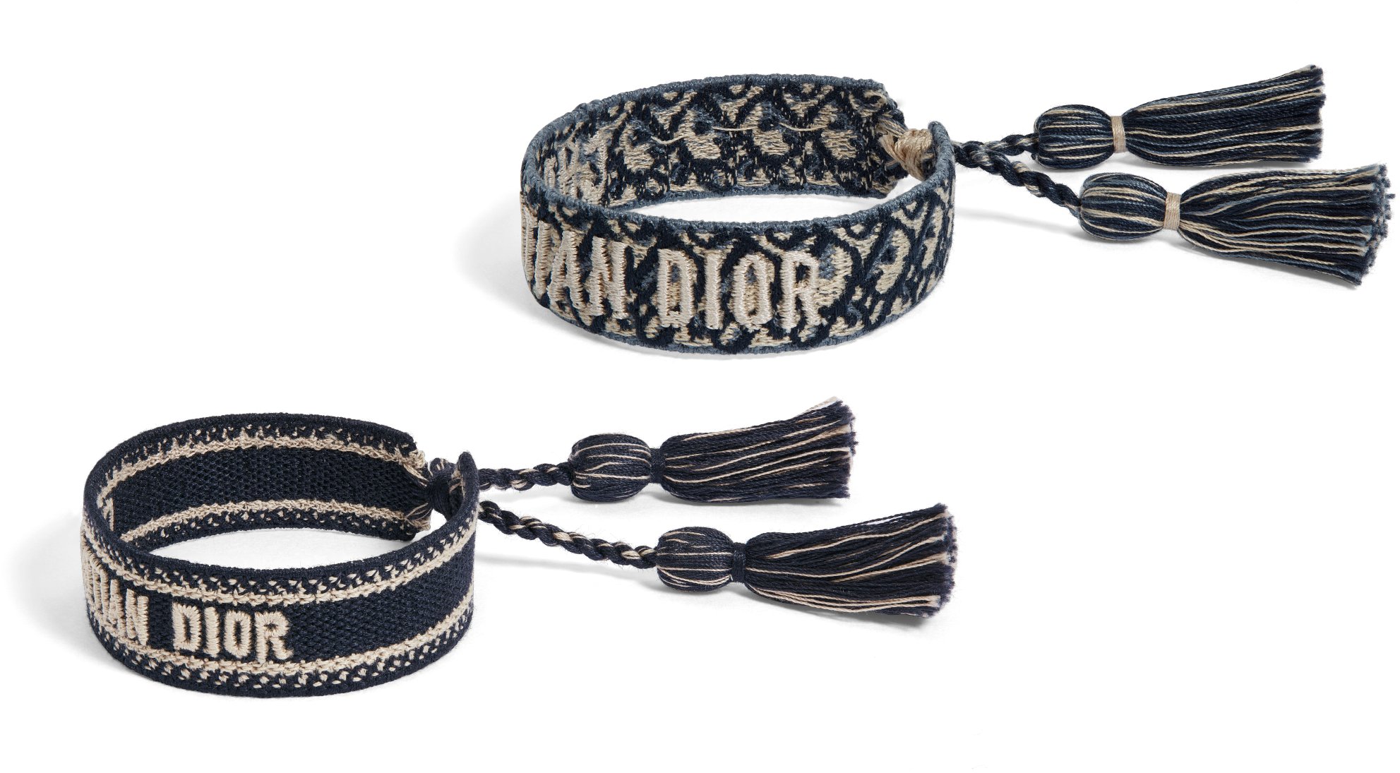 Christian Dior Bracelet Set Navy Blue Dior Oblique Cotton DIOR