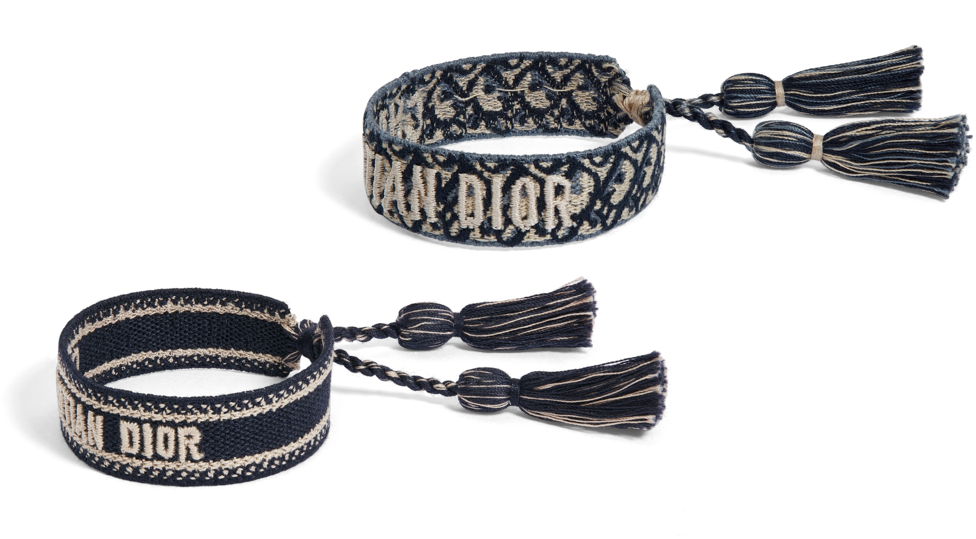 Christian Dior Bracelet Set Navy Blue Dior Oblique Cotton DIOR