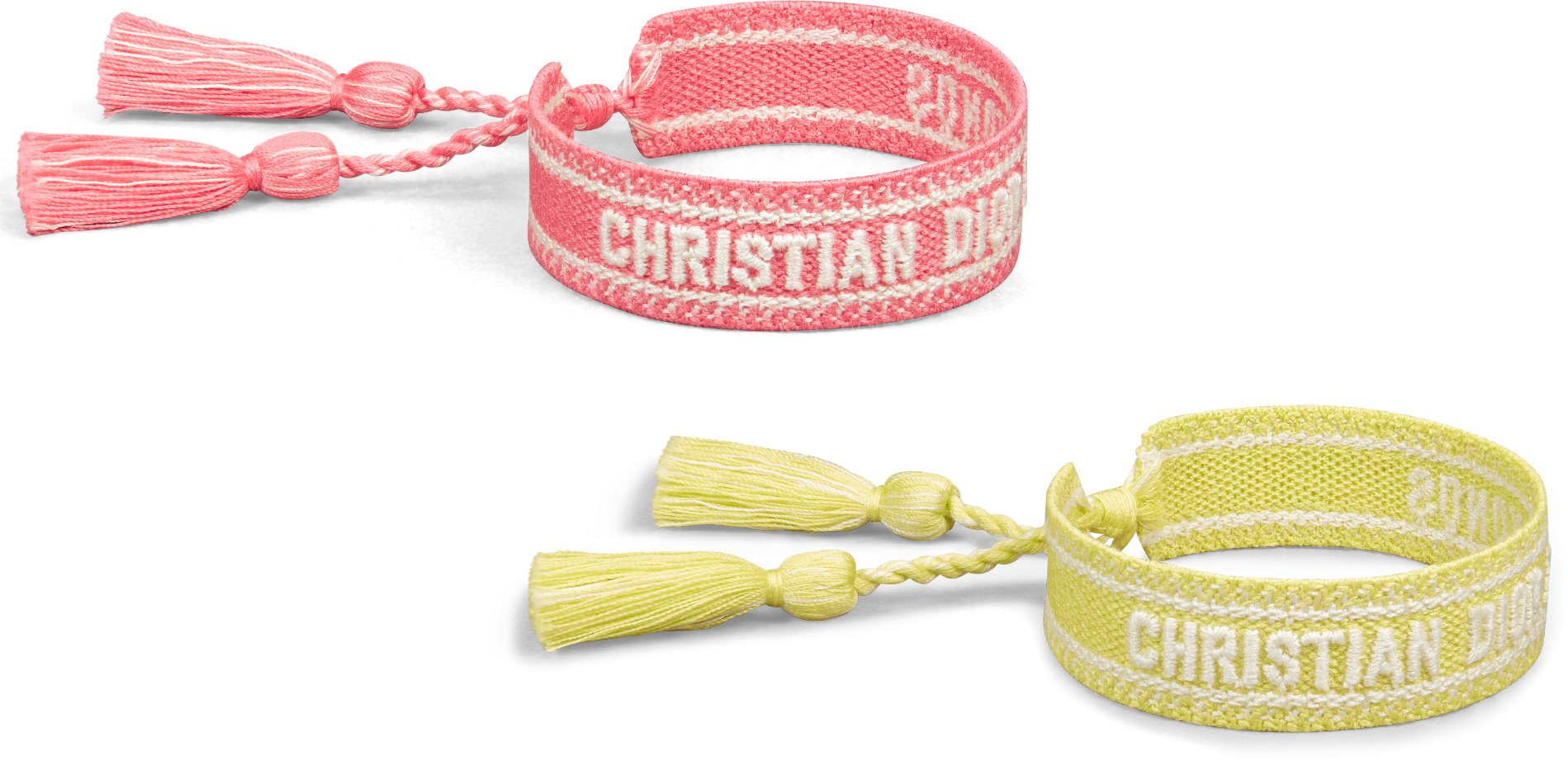 Dioriviera Christian Dior Mykonos Bracelet Set Candy Pink and Lemon Yellow Cotton DIOR