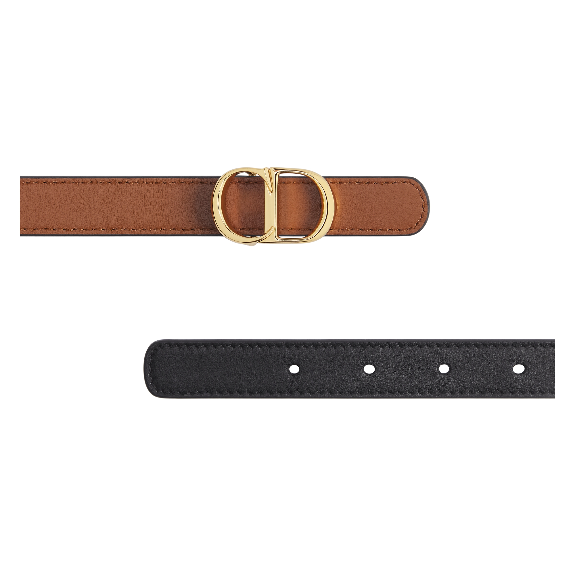 Reversible CD Icon Belt Black and Marron Bobby Smooth Calfskin, 20 MM E06