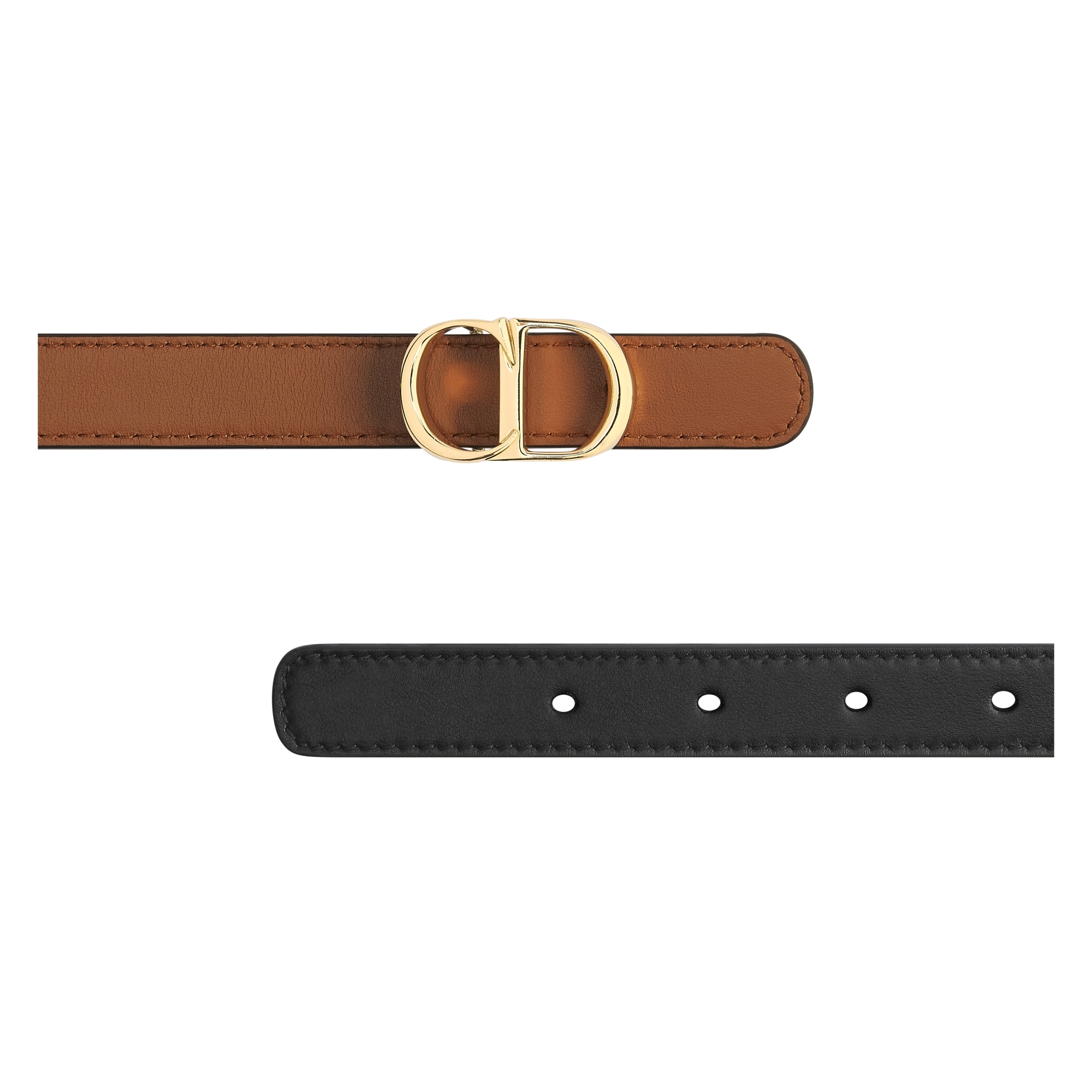 Reversible CD Icon Belt Black and Marron Bobby Smooth Calfskin, 20 MM E06