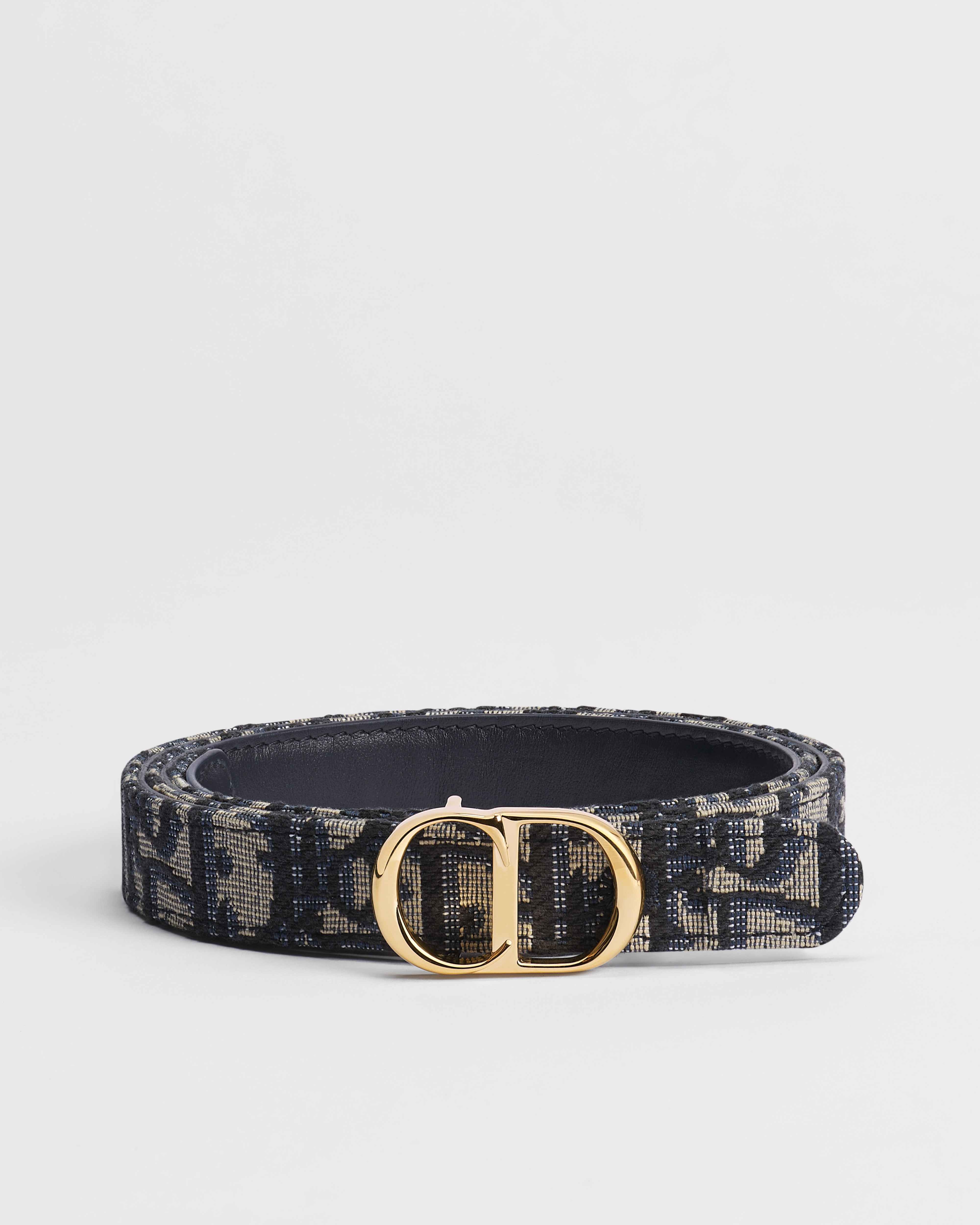 Reversible CD Icon Belt Navy Blue Dior Oblique Jacquard and Smooth Calfskin, 20 MM E01