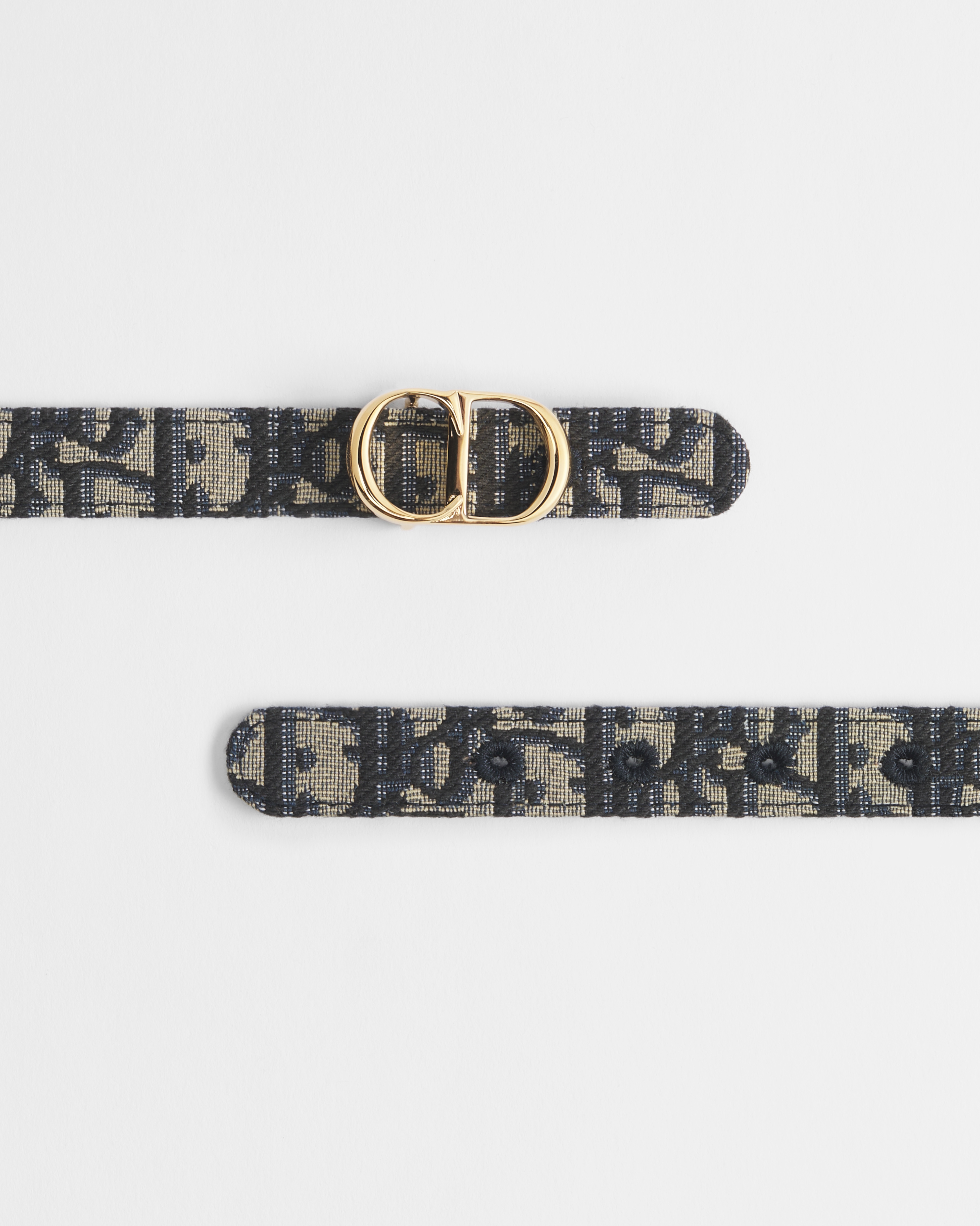Reversible CD Icon Belt Navy Blue Dior Oblique Jacquard and Smooth Calfskin, 20 MM E06
