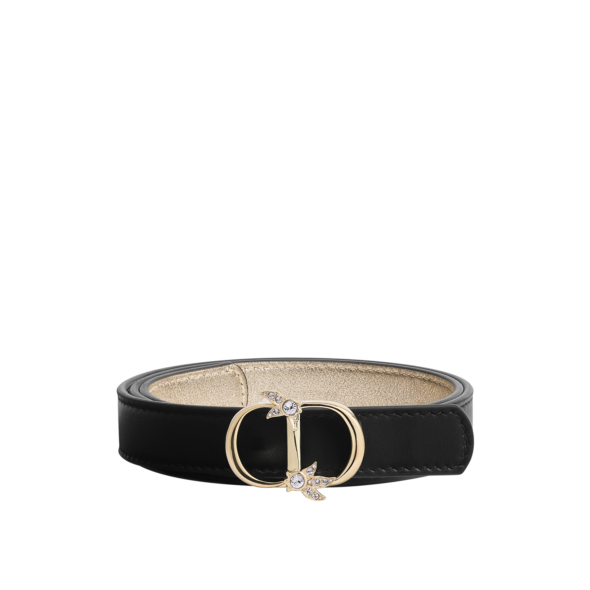 Reversible CD Mini Lily Belt Black and Gold-Tone Smooth Calfskin, 20 MM E01