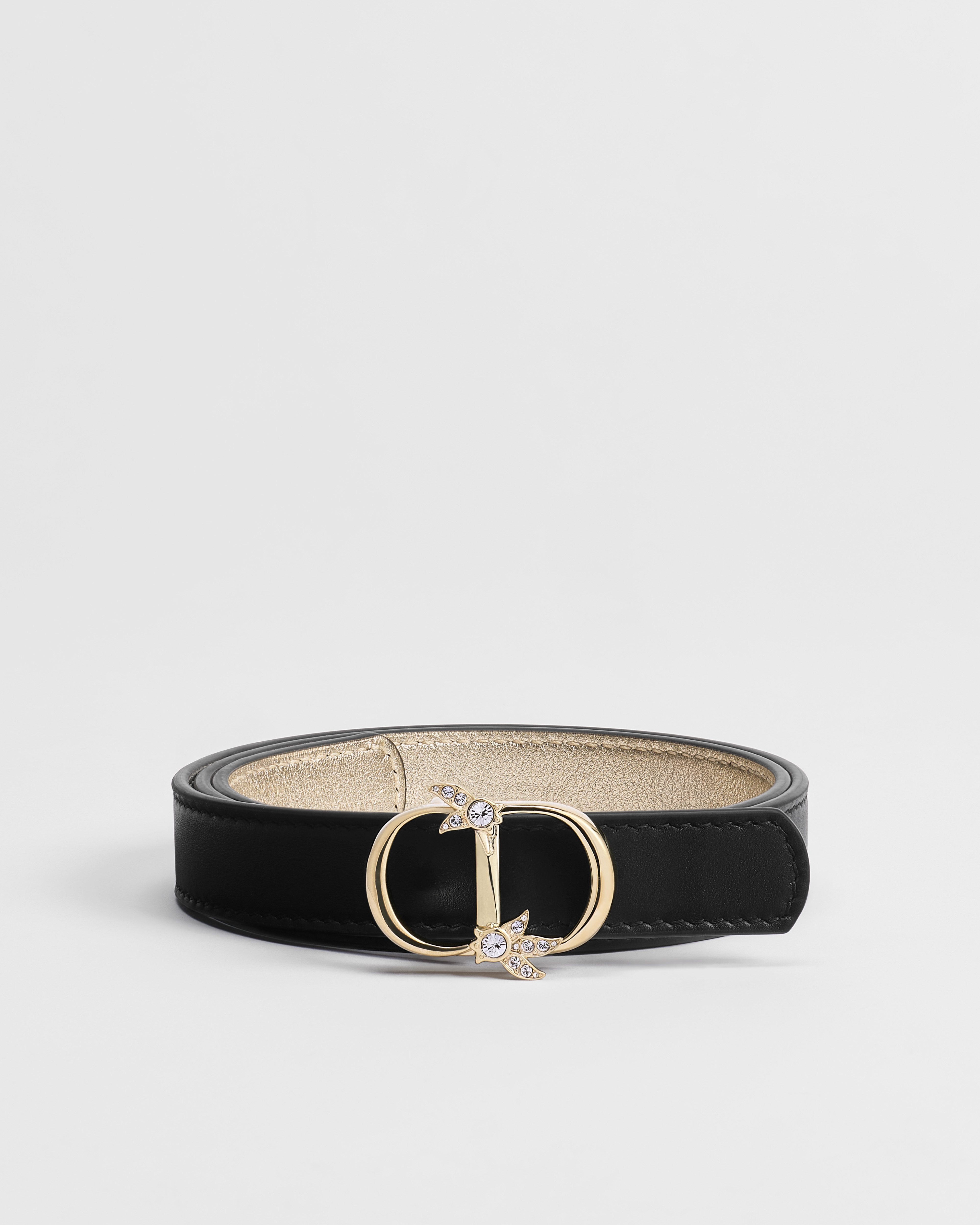 Reversible CD Mini Lily Belt Black and Gold-Tone Smooth Calfskin, 20 MM E01