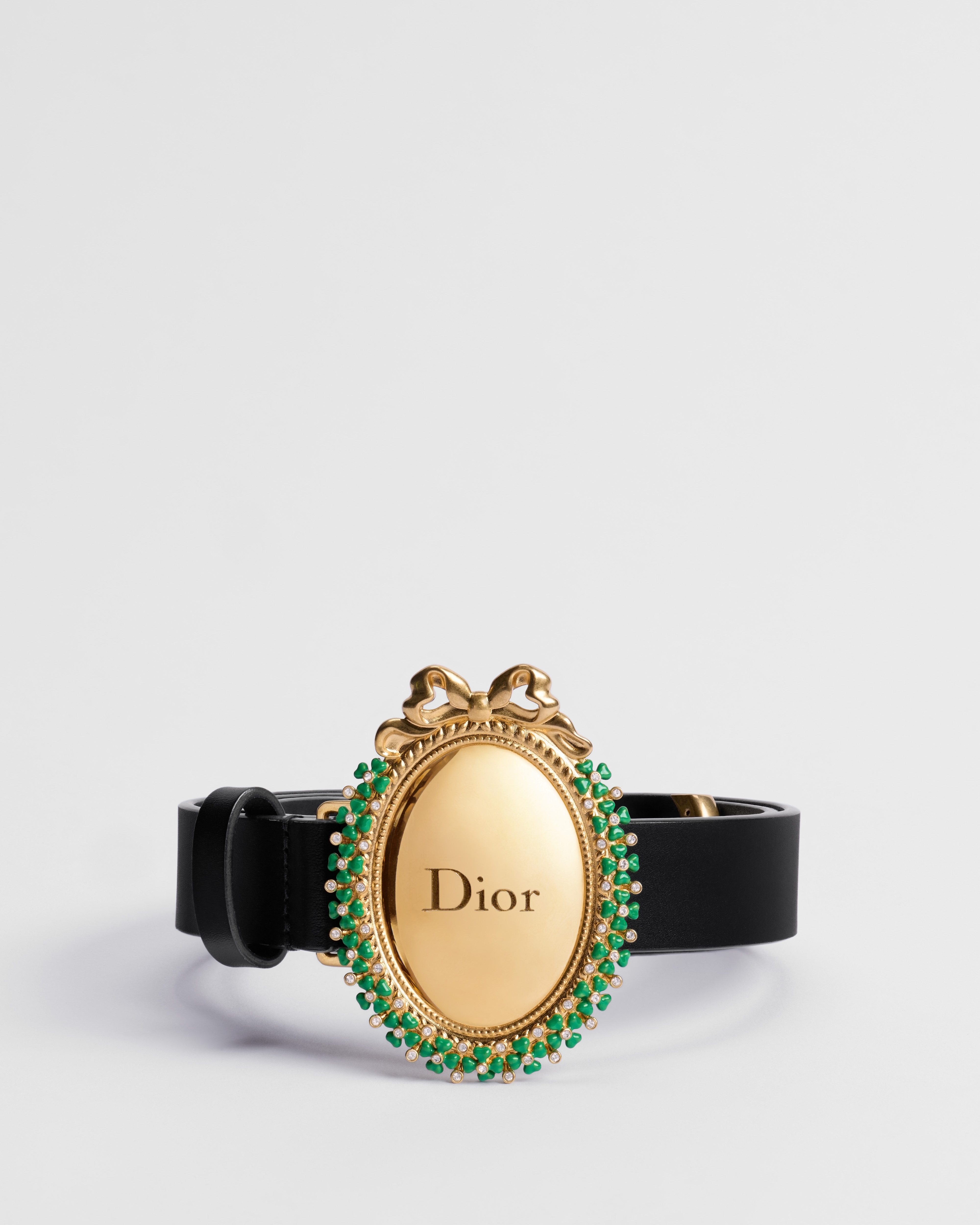 Dior Médaillon Clover Belt Black Smooth Calfskin, 25 MM E01