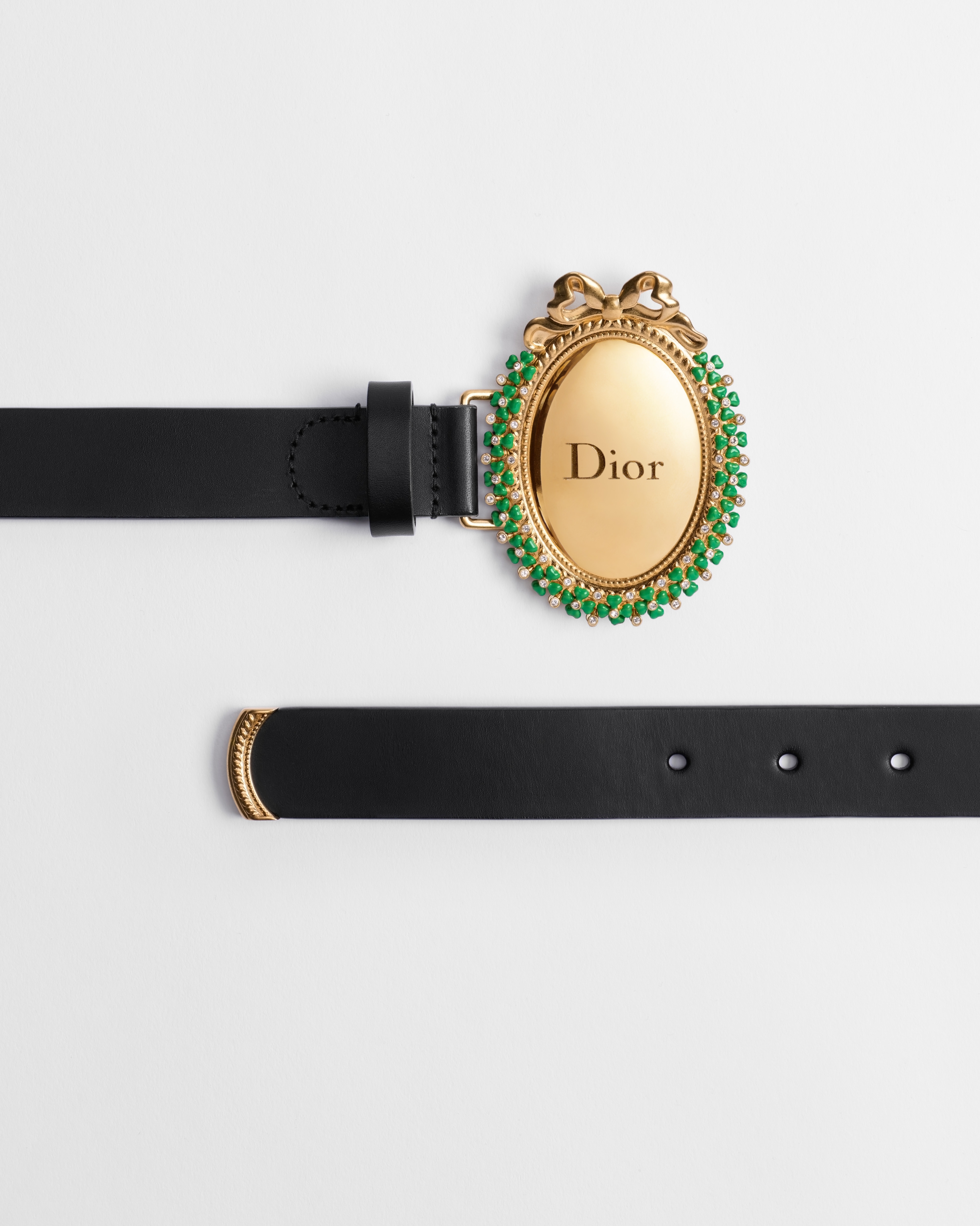 Dior Médaillon Clover Belt Black Smooth Calfskin, 25 MM E06