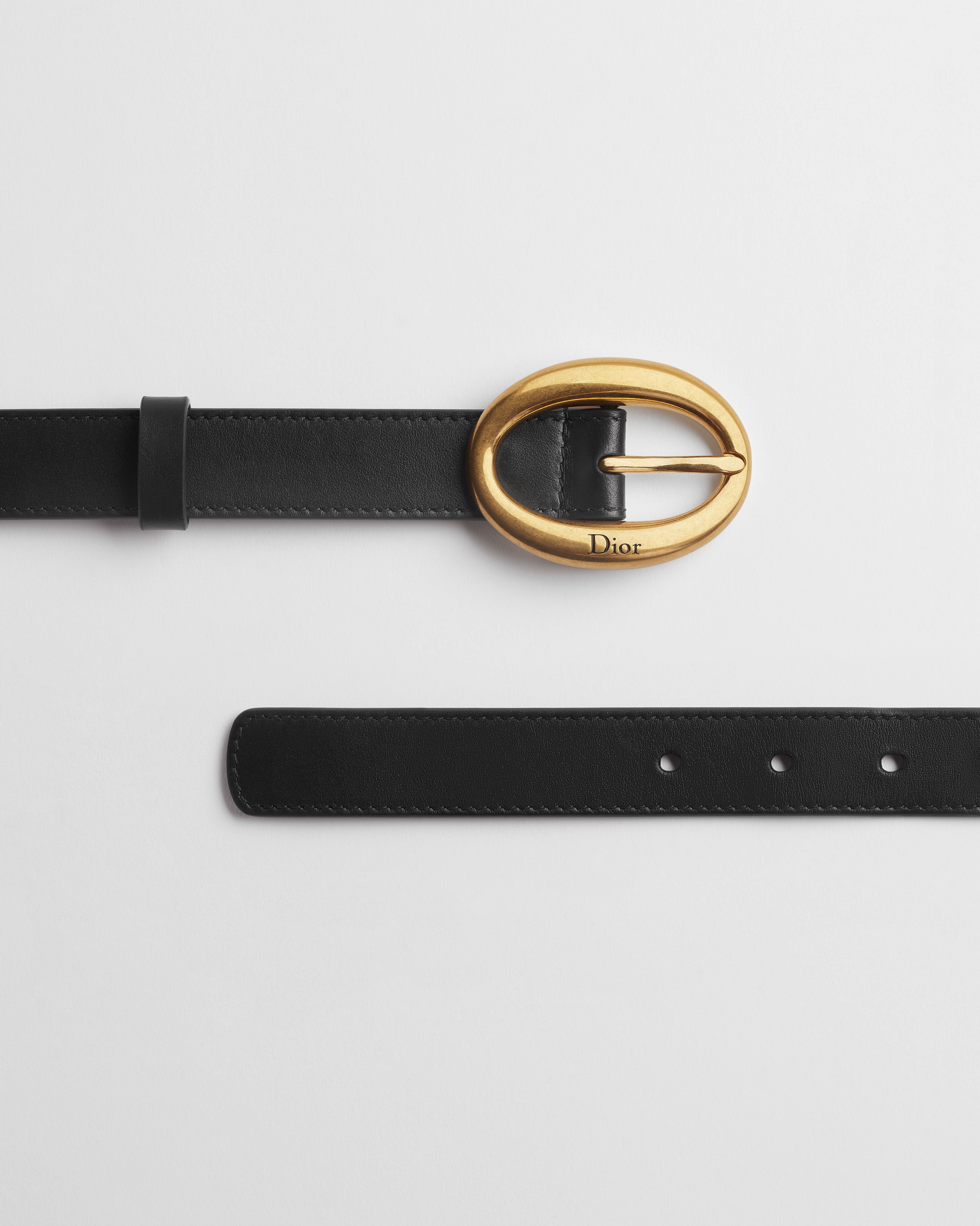 Ceinture Dior Légende Cuir de veau lisse noir, 25 mm E06
