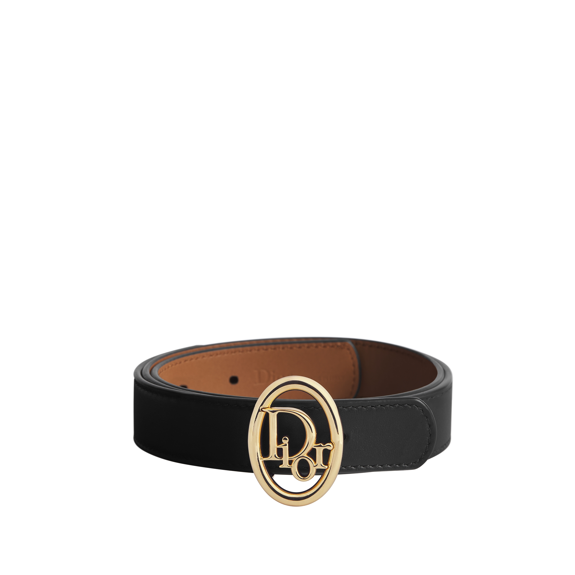 Reversible Dior Oblique Belt Black and Golden Saddle Smooth Calfskin, 25 MM E01
