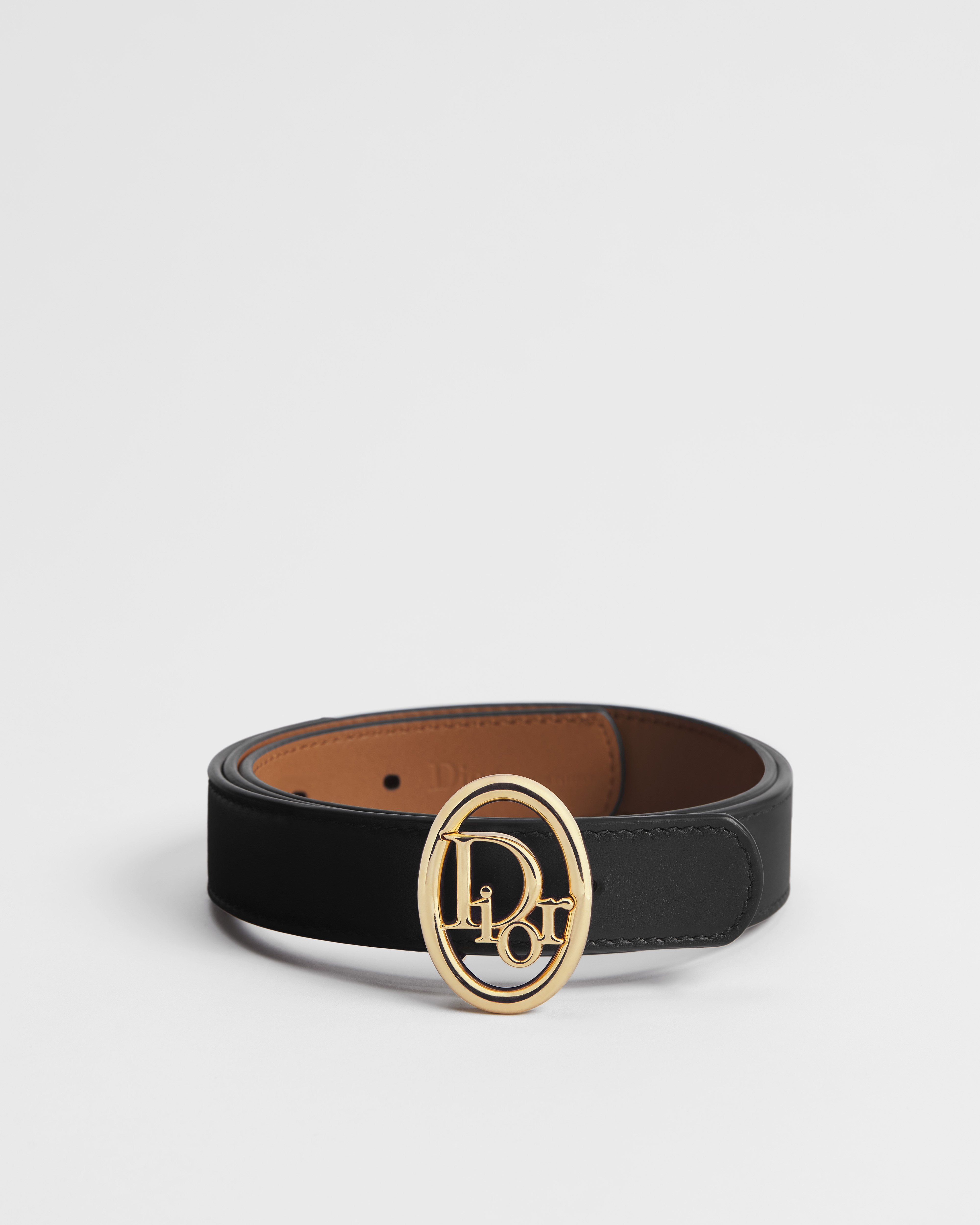 Reversible Dior Oblique Belt Black and Golden Saddle Smooth Calfskin, 25 MM E01