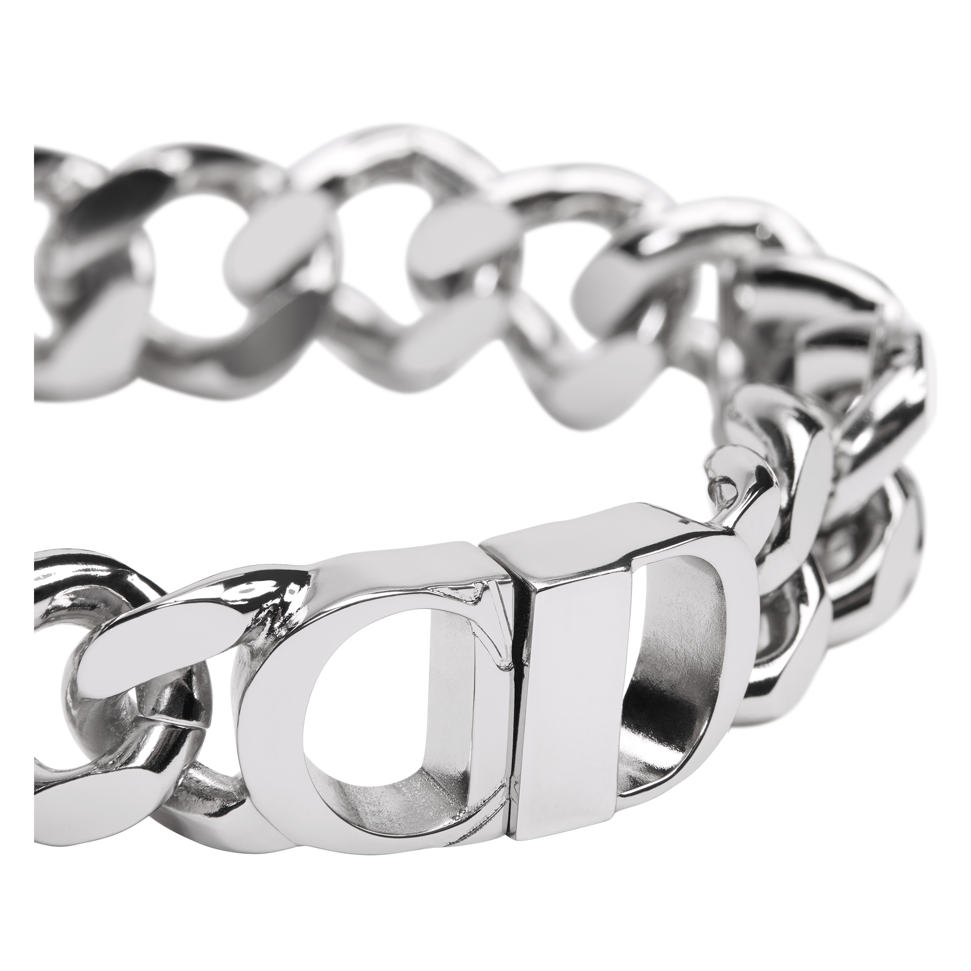 CD Icon Chain Link Bracelet Silver-Finish Brass E09