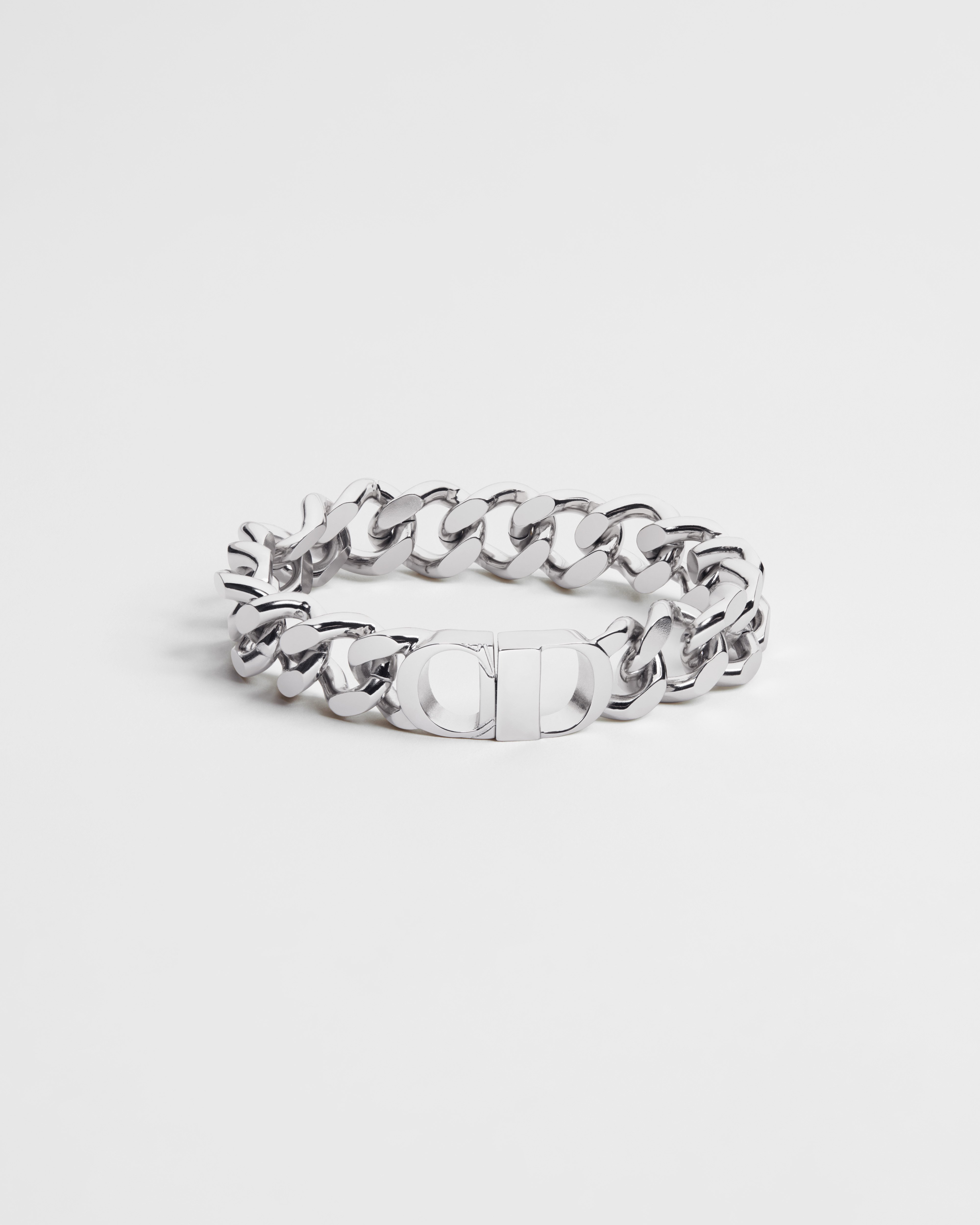 CD Icon Chain Link Bracelet Silver-Finish Brass