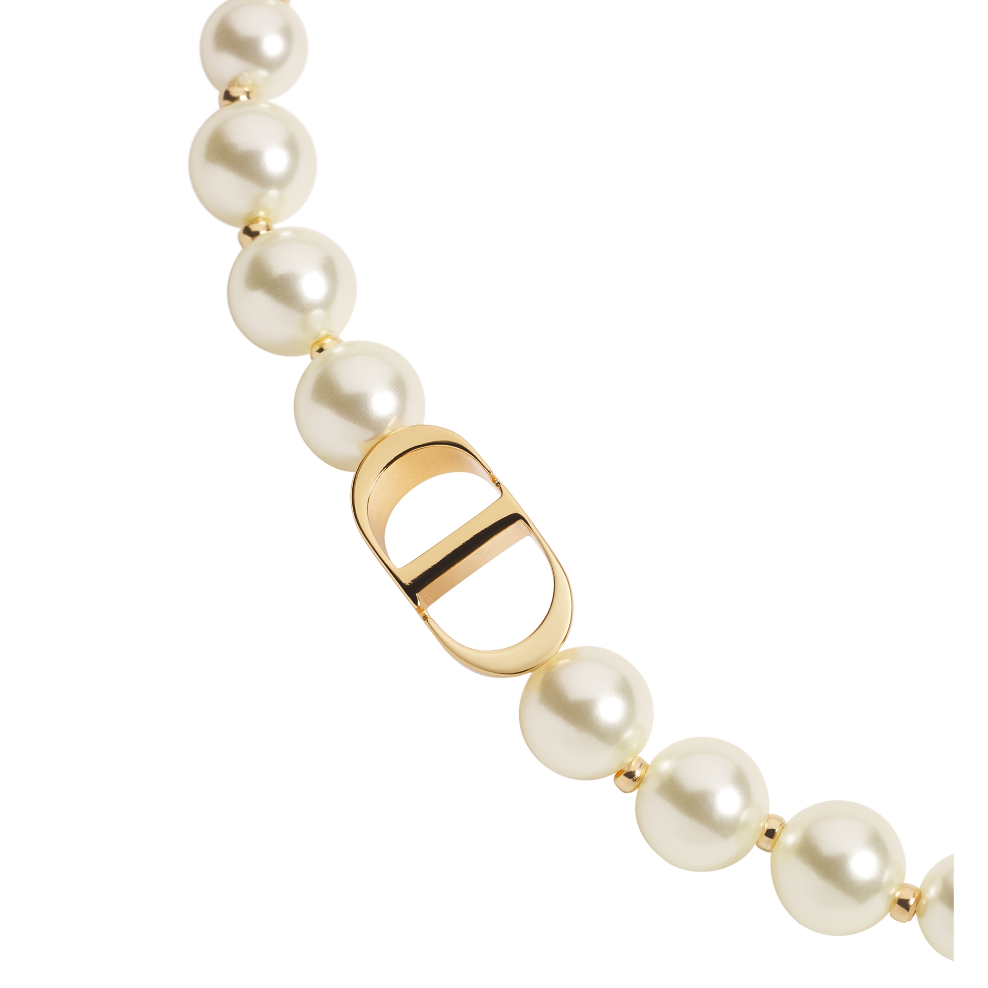 30 Montaigne Bracelet Gold-Finish Metal and White Resin Pearls E09