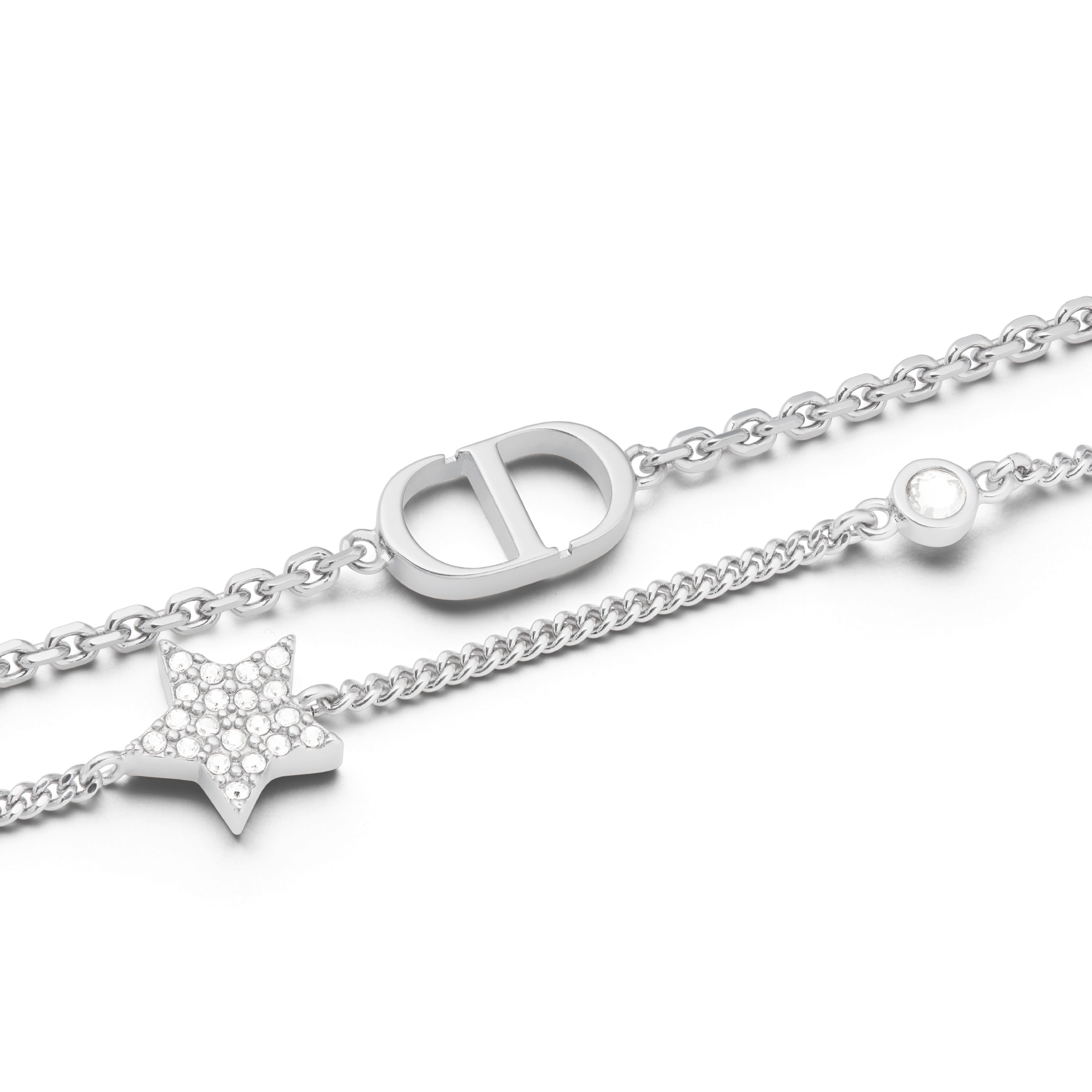 【現行・美品】DIOR Petit CD ダブルブレスレット シルバー Petit CD Double Bracelet Silver-Finish Metal and Silver-Tone