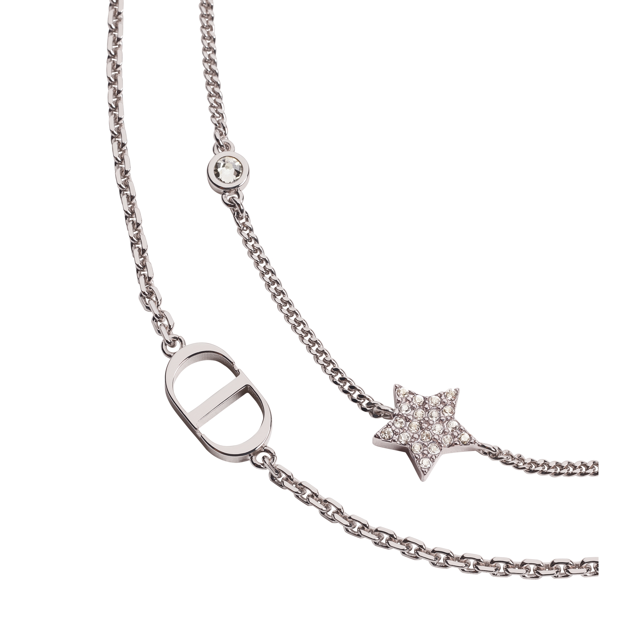 Petit CD Double Bracelet Silver-Finish Metal and Silver-Tone Crystals E09