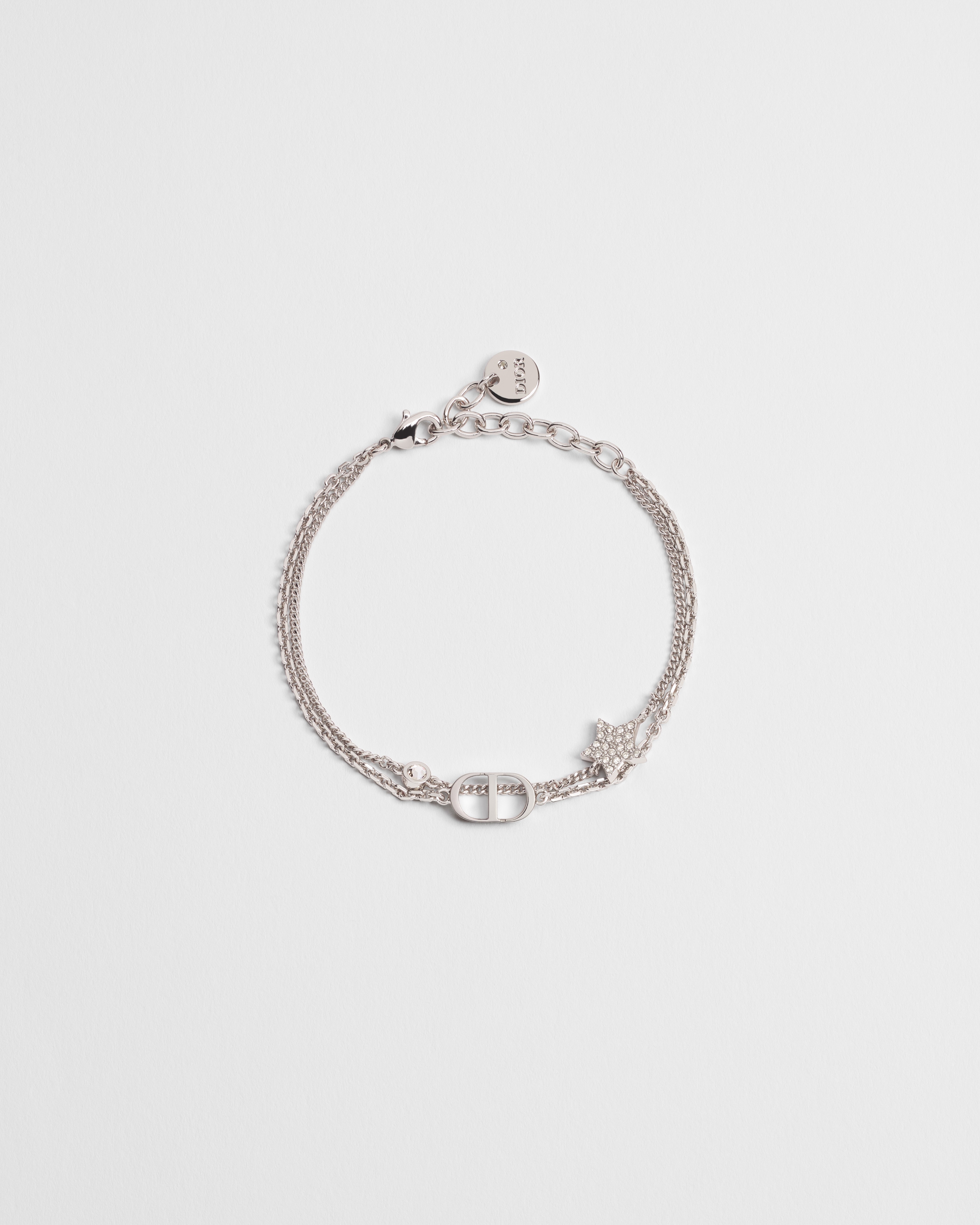 Petit CD Double Bracelet Silver-Finish Metal and Silver-Tone Crystals E01