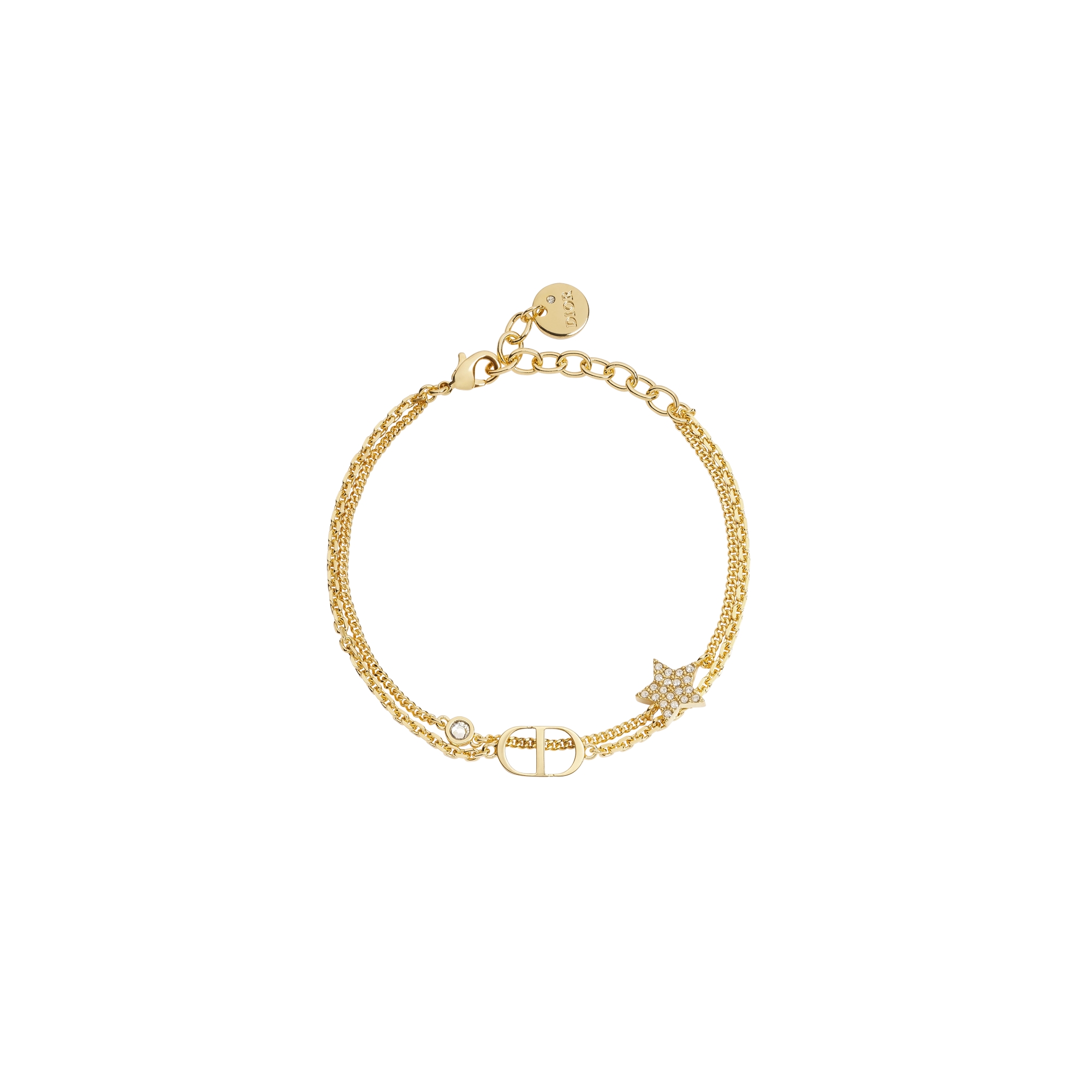 Petit CD Double Bracelet Gold-Finish Metal and Sparkling Crystals E01