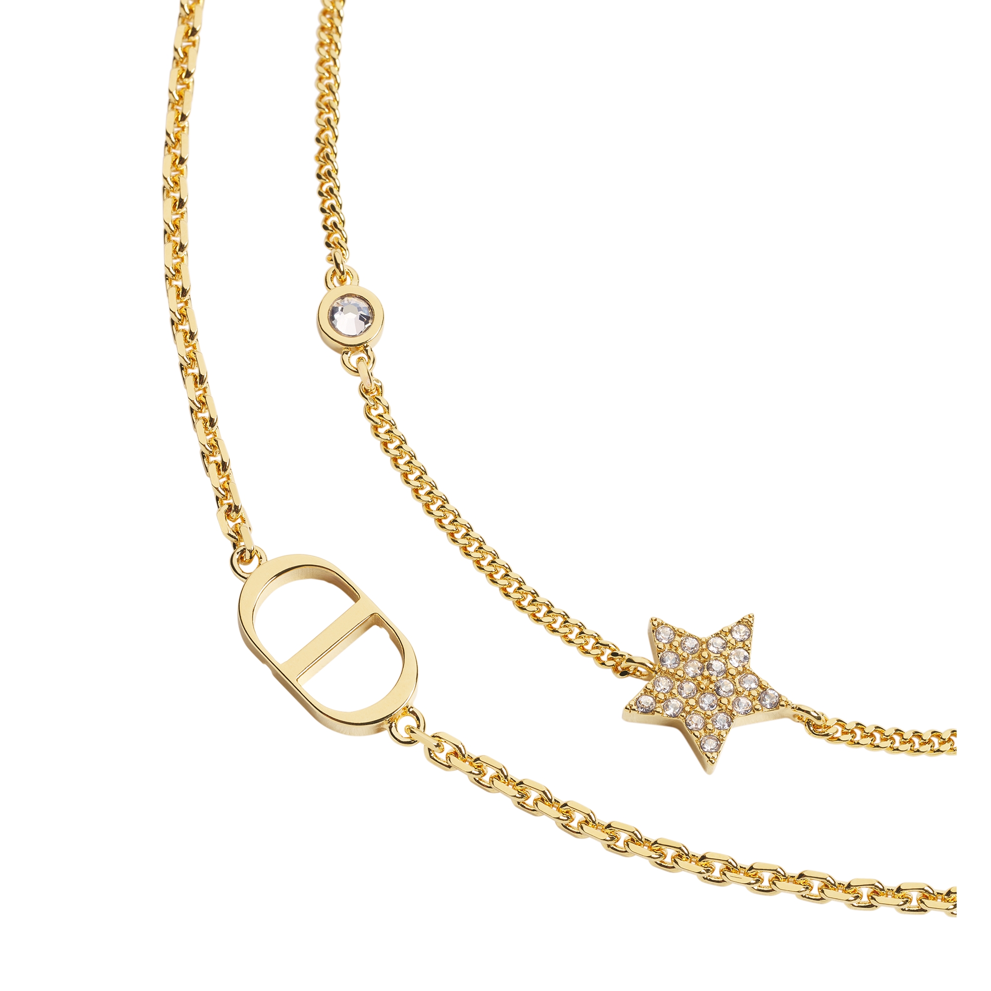 Petit CD Double Bracelet Gold-Finish Metal and Sparkling Crystals E09