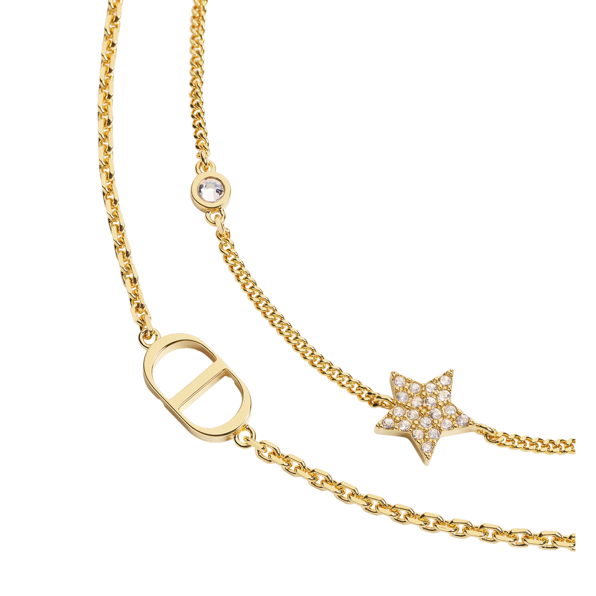 Petit CD Double Bracelet Gold-Finish Metal and Sparkling Crystals E09