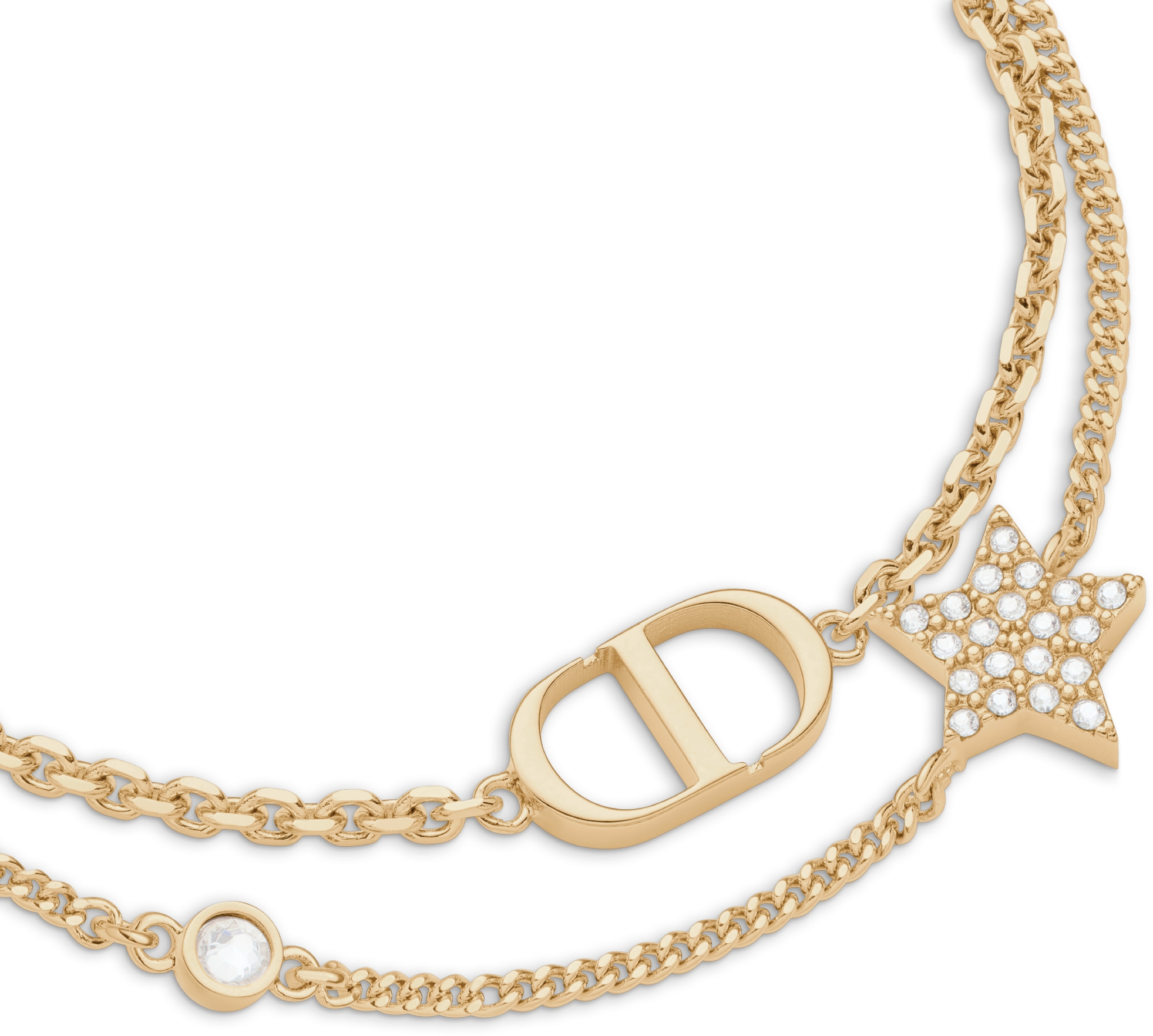 Petit CD Double Bracelet Gold-Finish Metal and White Crystals | DIOR