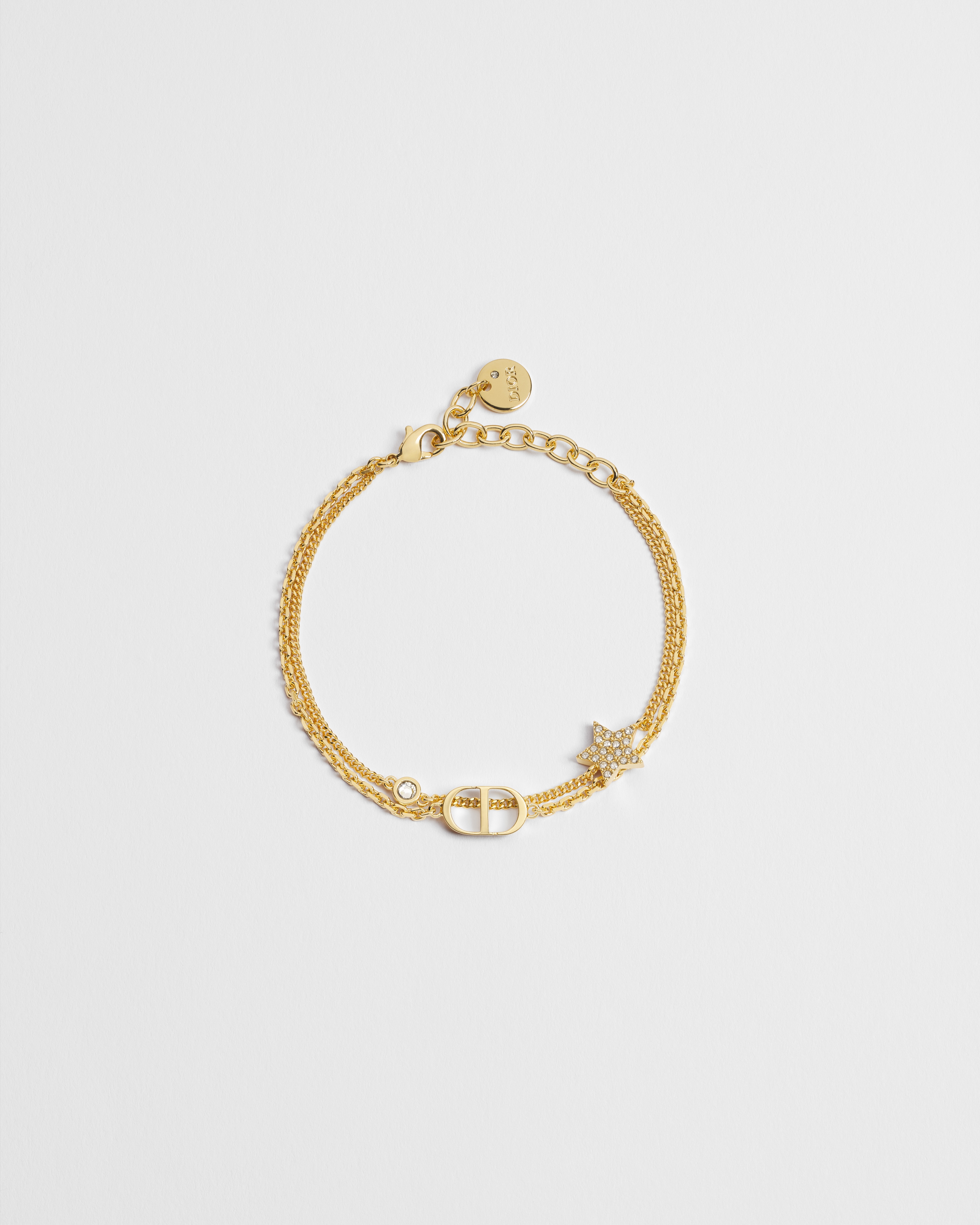 Petit CD Double Bracelet Gold-Finish Metal and Sparkling Crystals E01