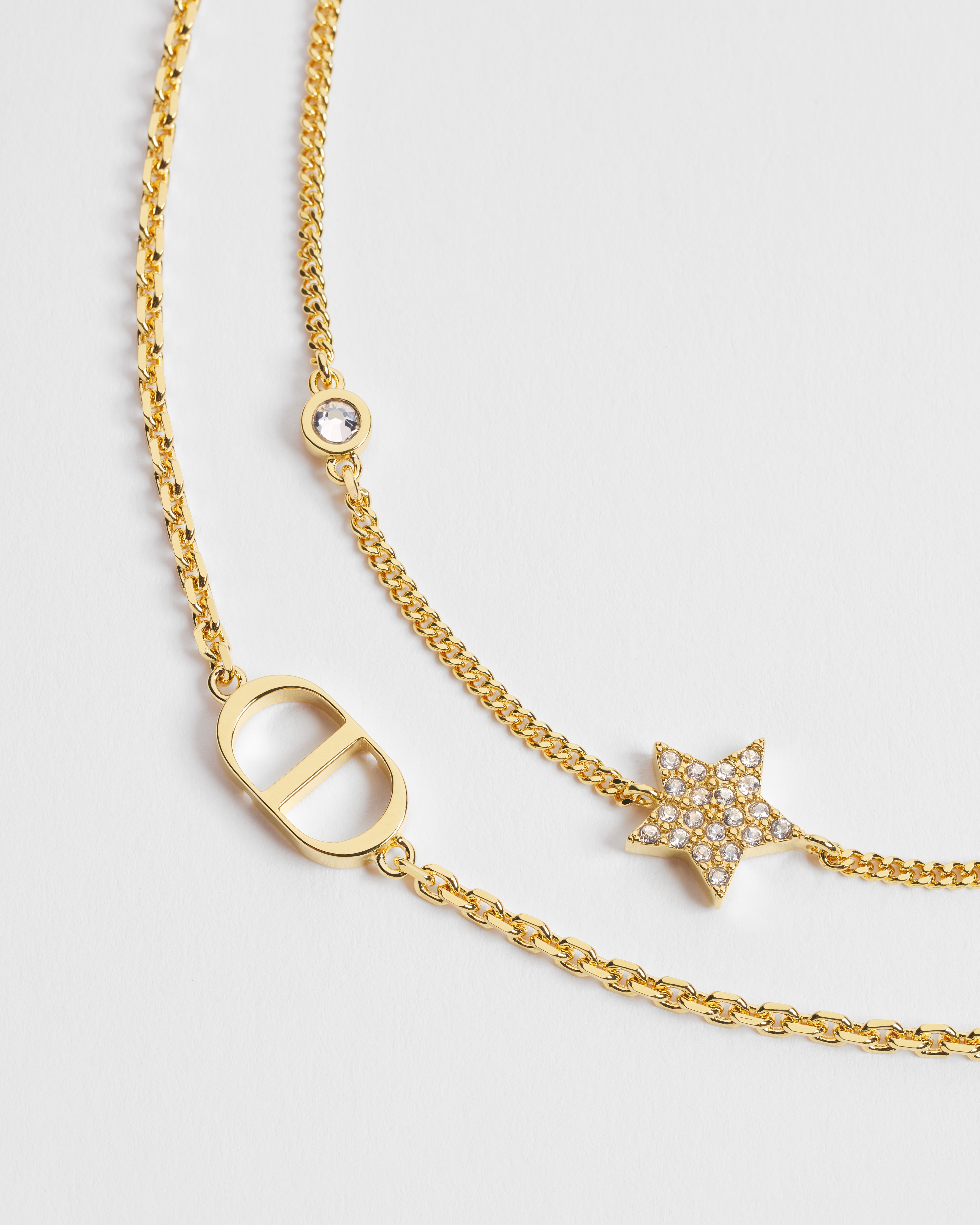 Pulsera doble Petit CD Metal dorado y cristales brillantes E09