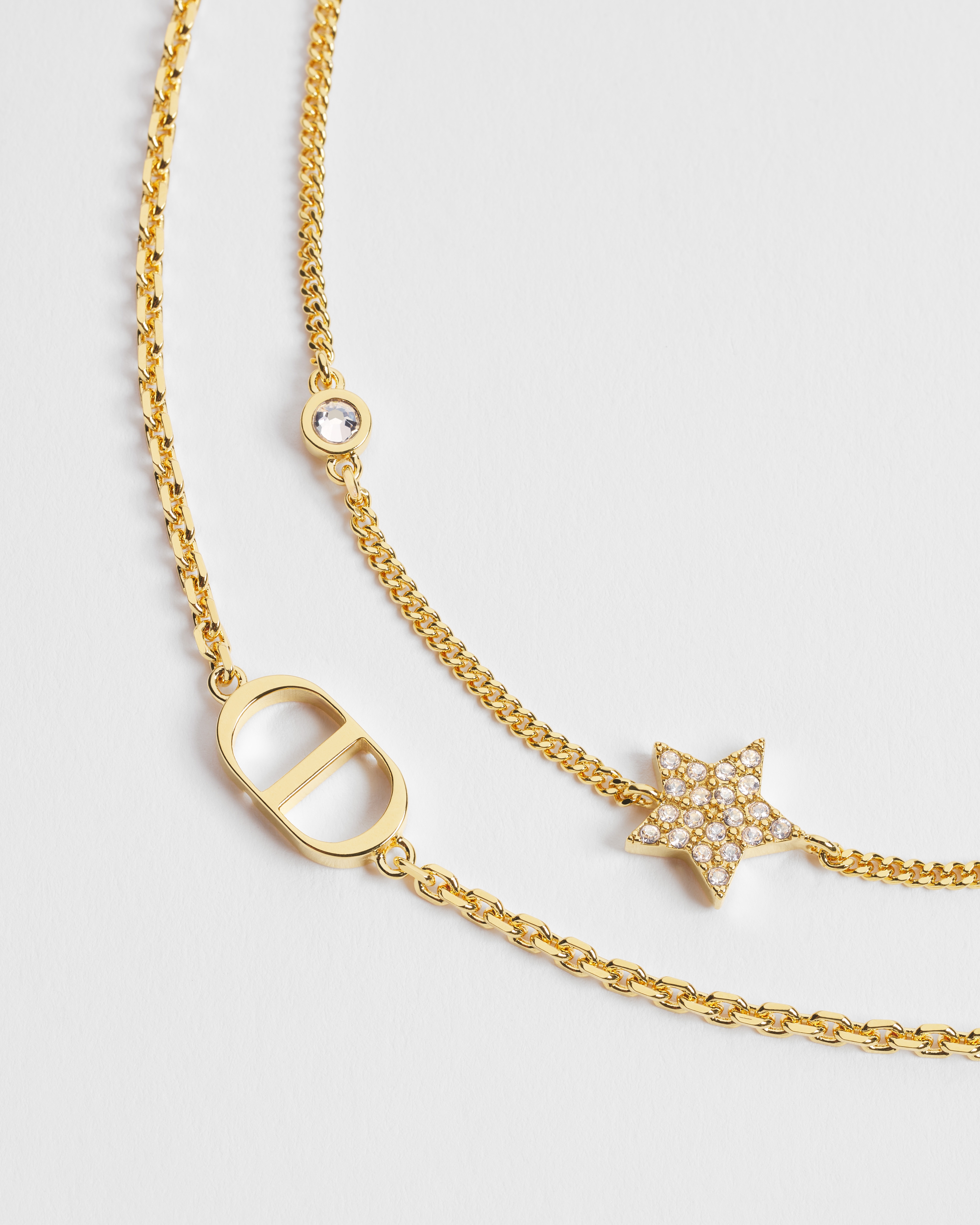 Petit CD 雙環手鏈 金色飾面金屬和閃亮水晶 E09