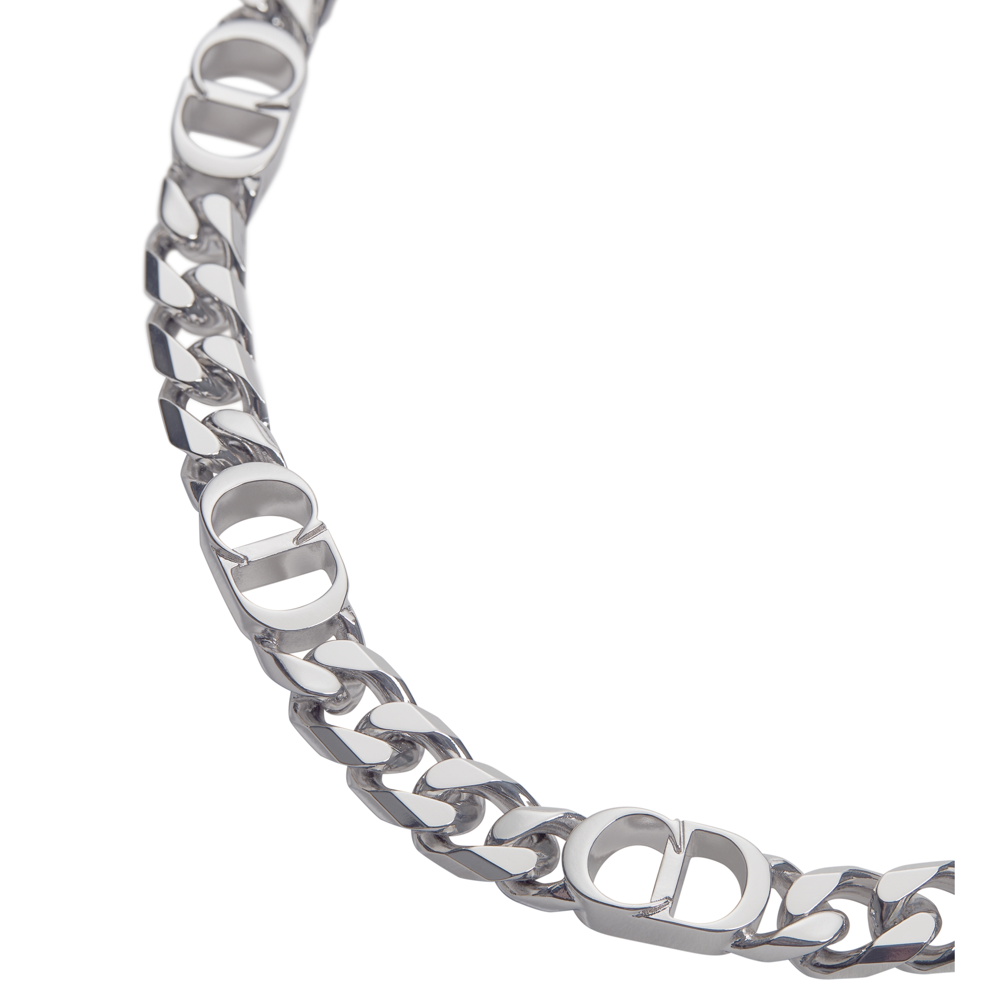 CD Icon Thin Chain Link Bracelet Silver-Finish Brass E09