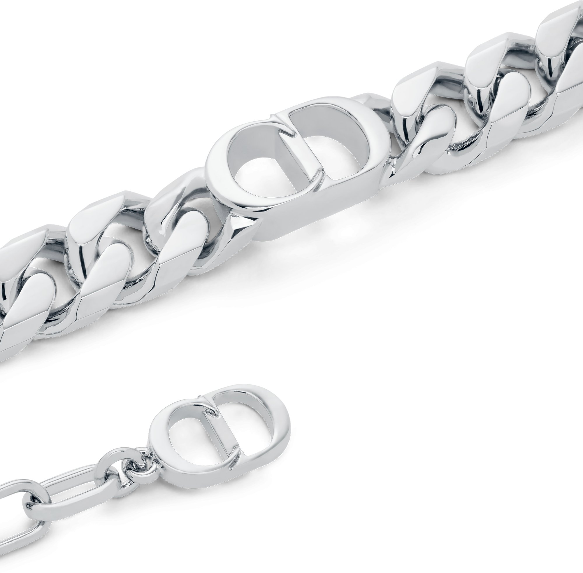 CD Icon Thin Chain Link Bracelet Silver-Finish Brass | DIOR