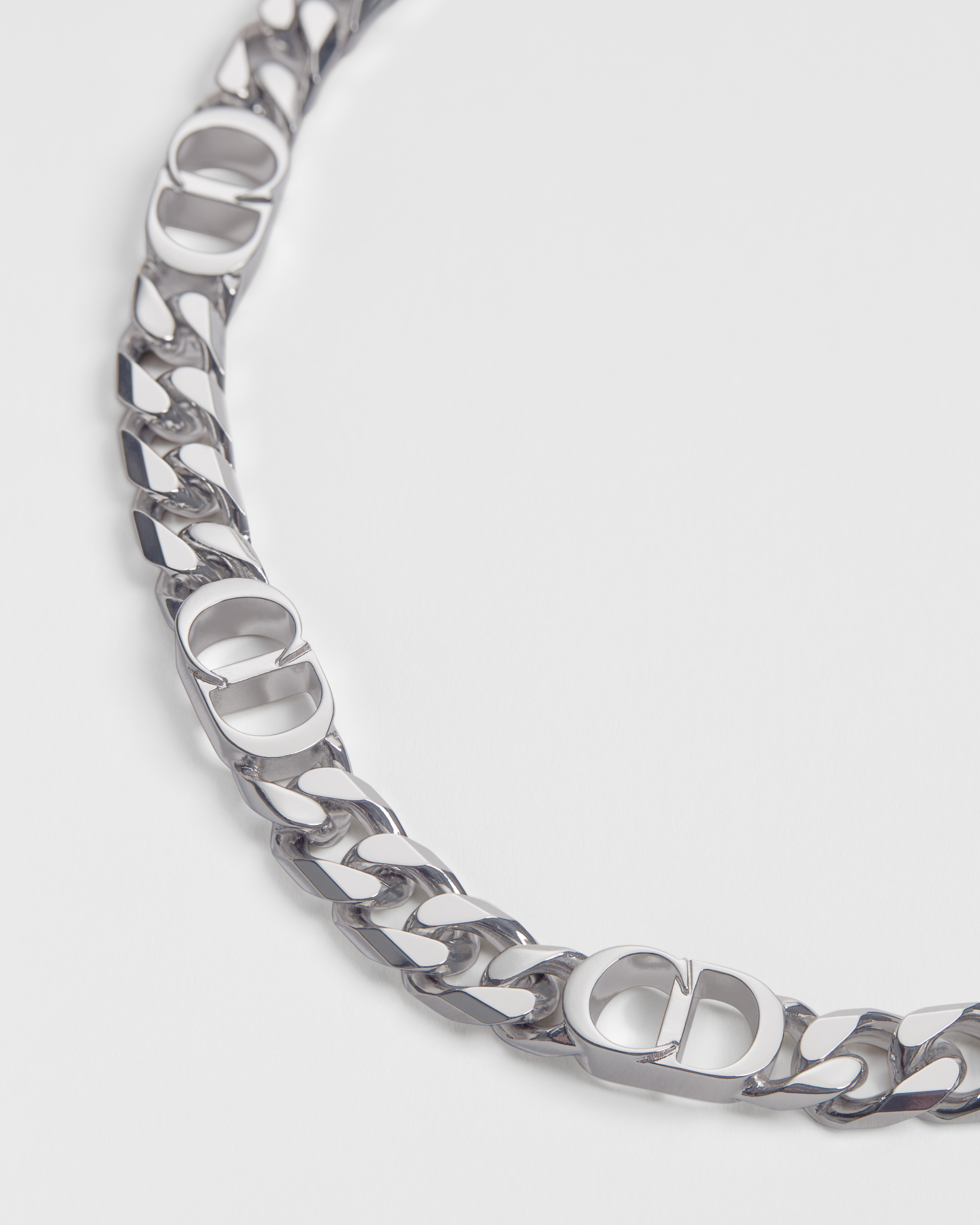 CD Icon Thin Chain Link Bracelet Silver-Finish Brass E09