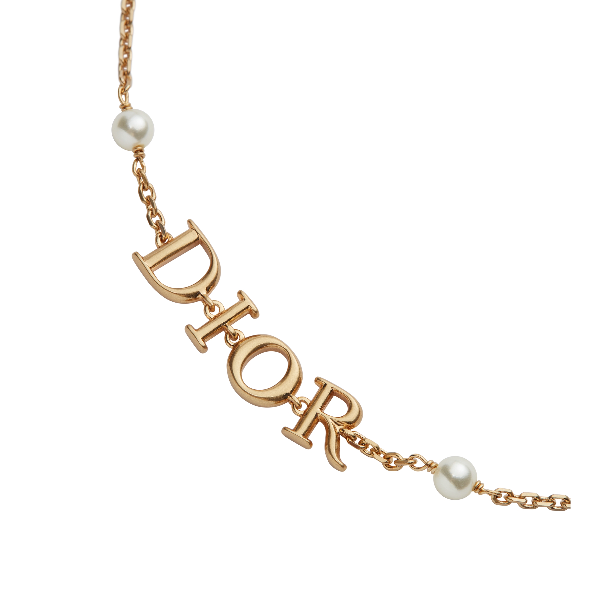 Dio(r)evolution Bracelet Gold-Finish Metal and White Resin Pearls E09