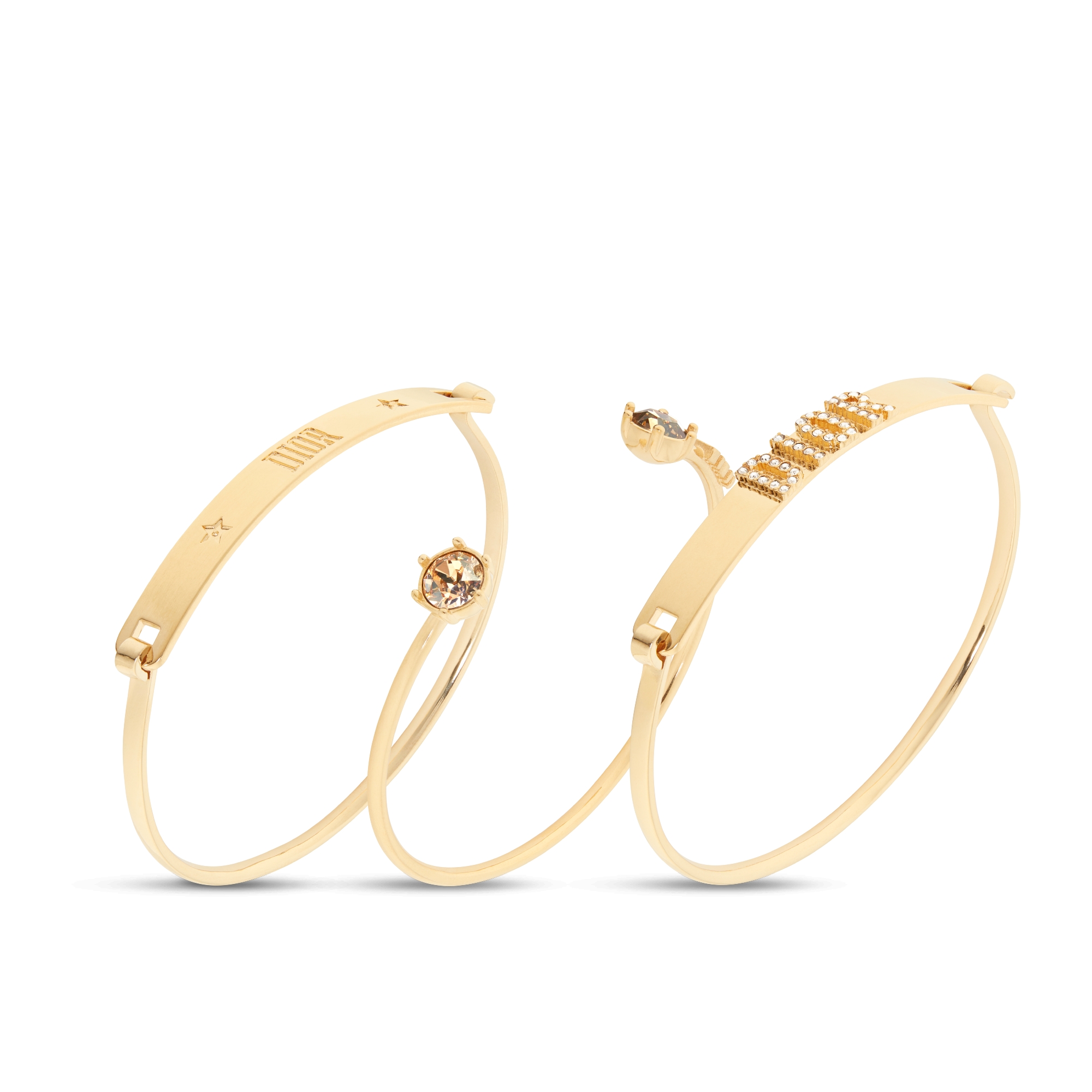 Conjunto de pulseiras Dio(r)evolution Metal com acabamento dourado e cristais amarelo-âmbar E03