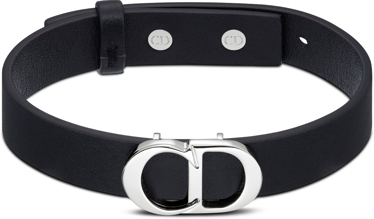 CD Icon Leather Bracelet Front view