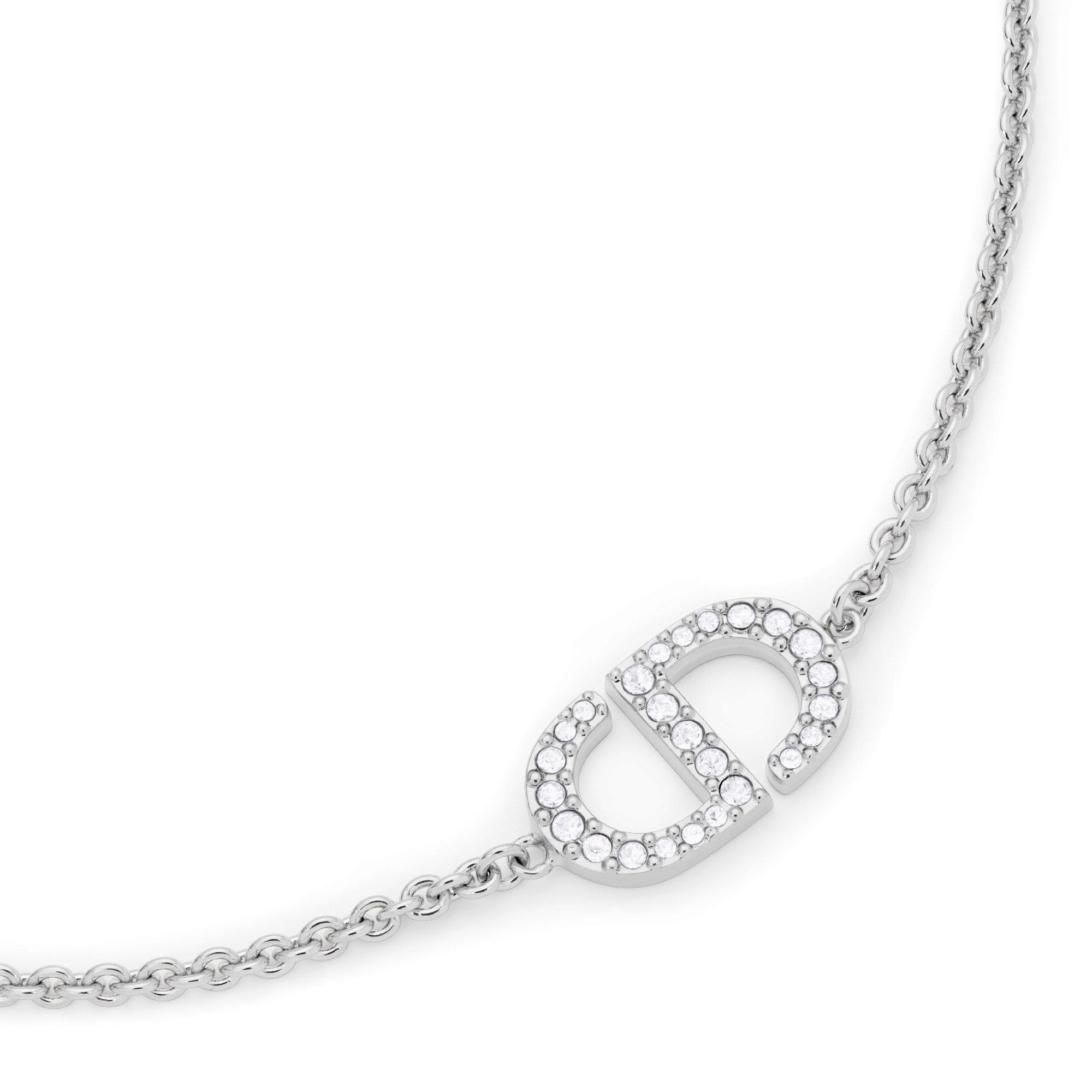 Petit CD Bracelet Silver-Finish Metal and Sparkling Crystals E09