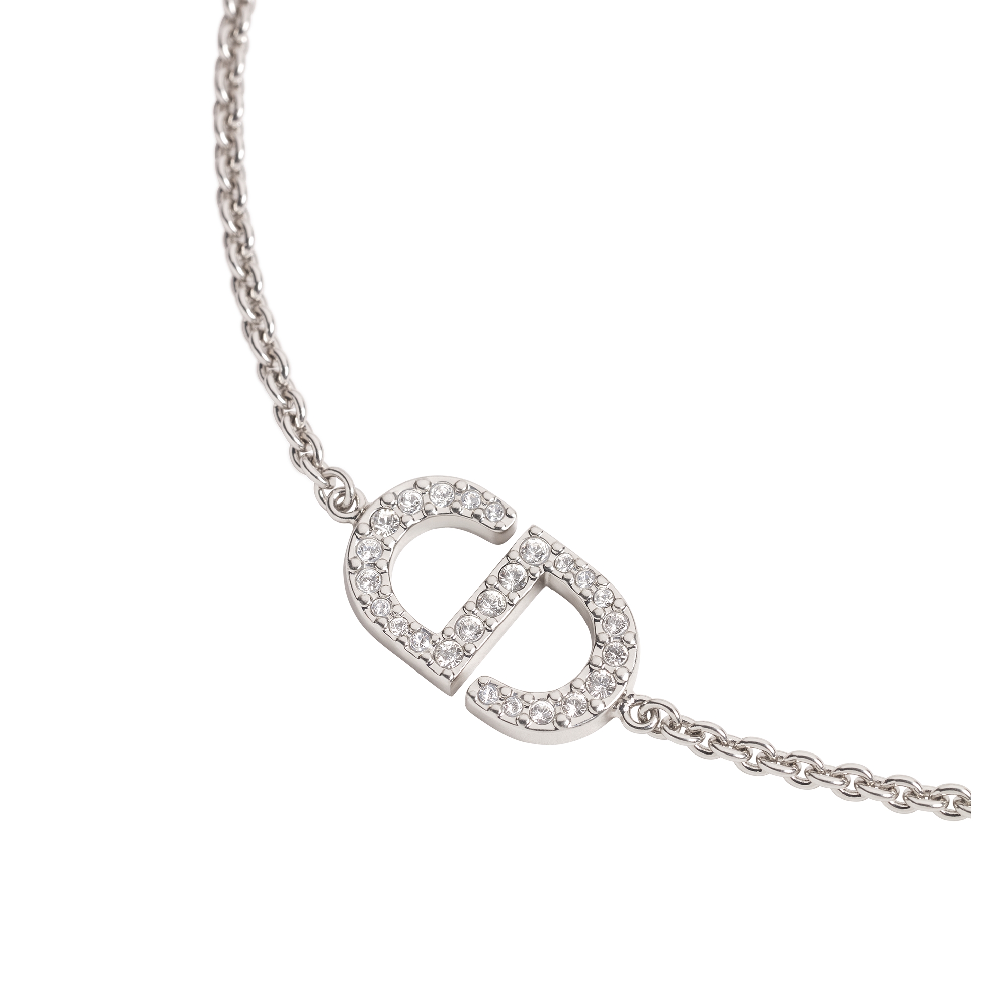 Petit CD Bracelet Silver-Finish Metal and Sparkling Crystals E09