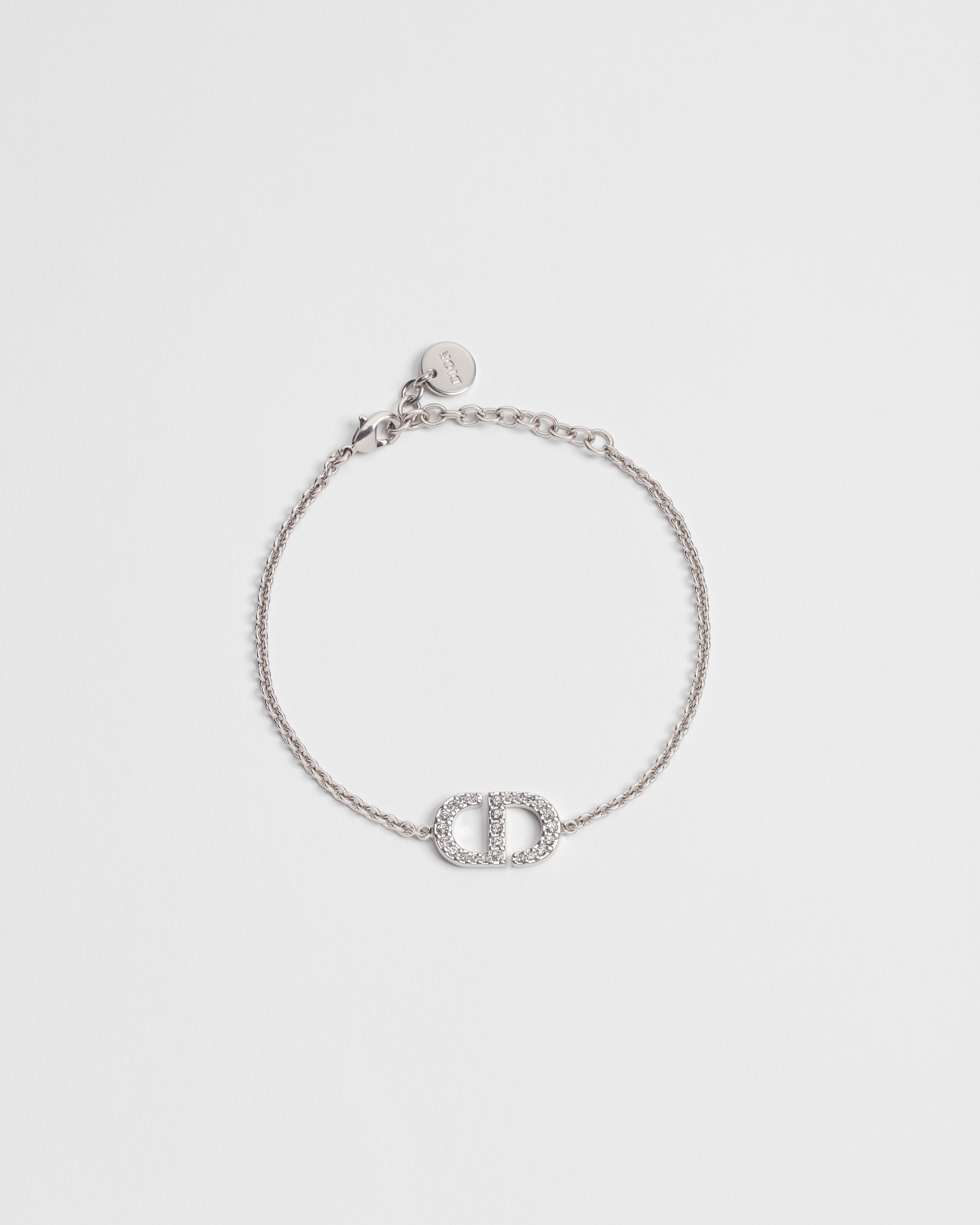 Petit CD Bracelet Silver-Finish Metal and Sparkling Crystals E01