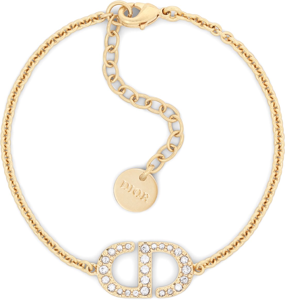 Petit CD Bracelet Silver Finish Metal with White Crystals DIOR