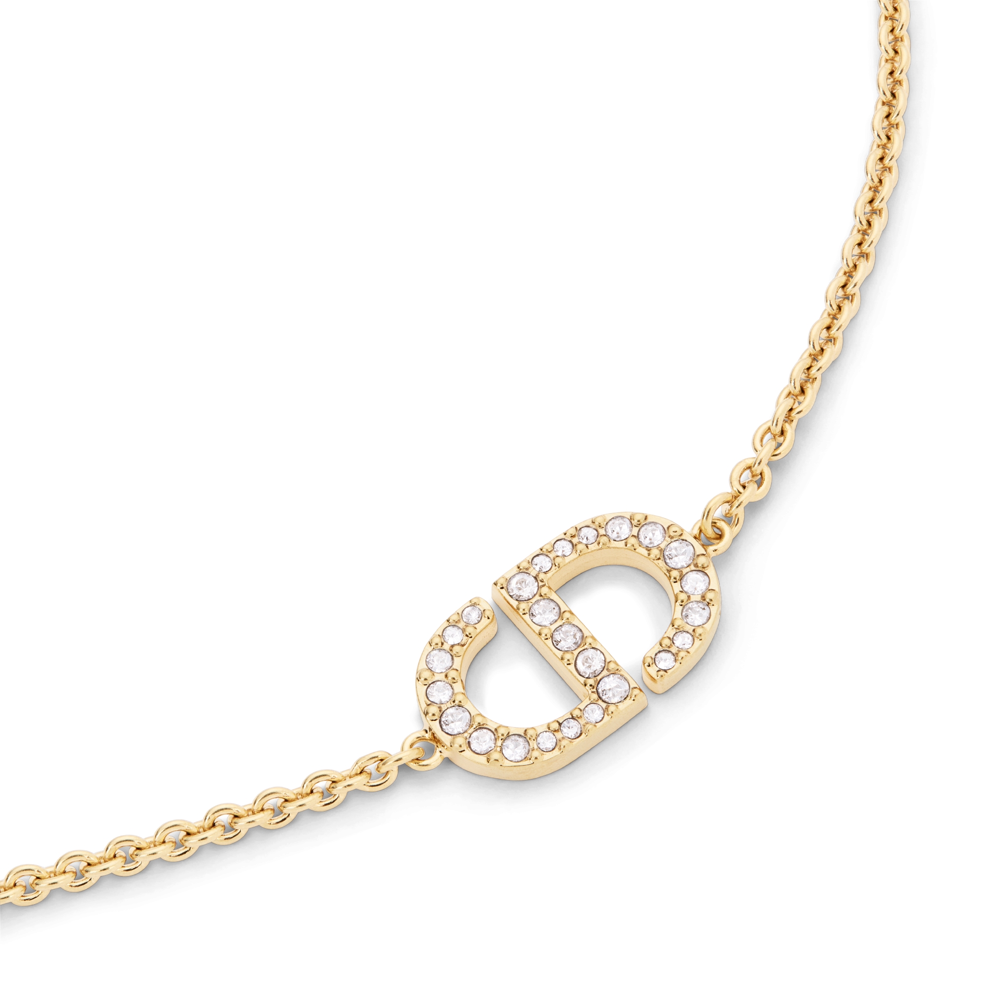 Petit CD Bracelet Gold-Finish Metal and Silver-Tone Crystals E09