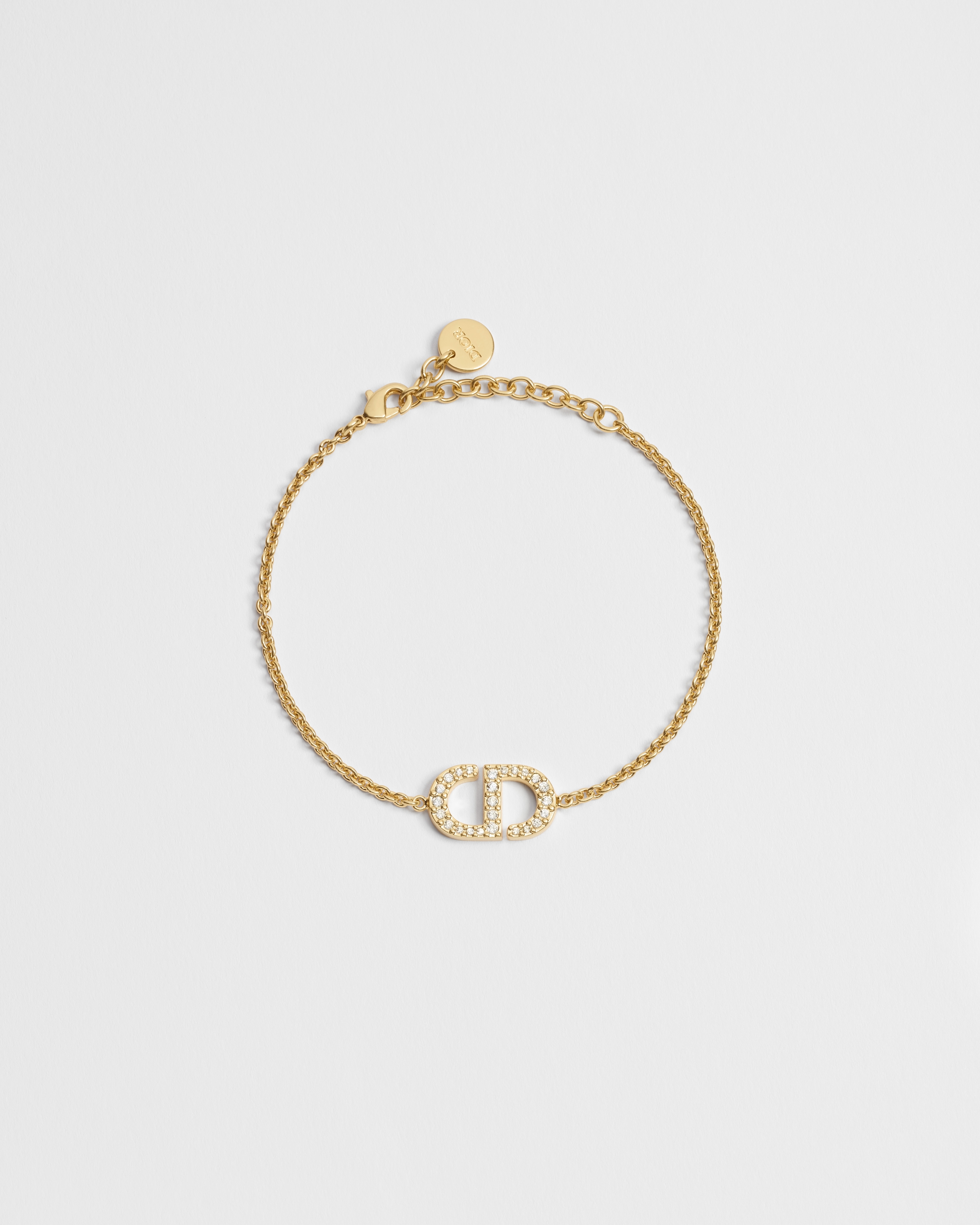 Petit CD Bracelet Gold-Finish Metal and Silver-Tone Crystals E01