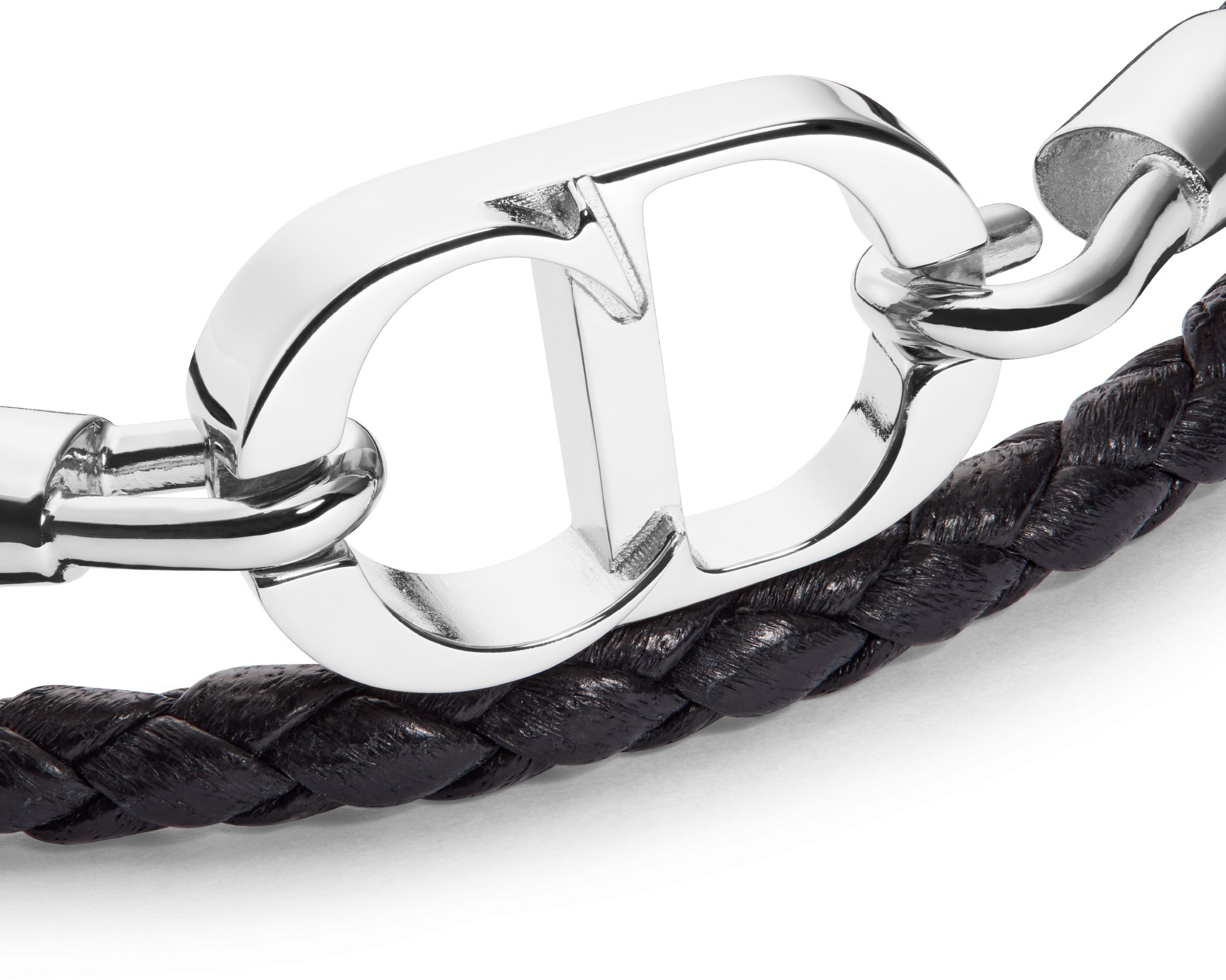 CD Icon Braided Leather Double Bracelet Detailed view
