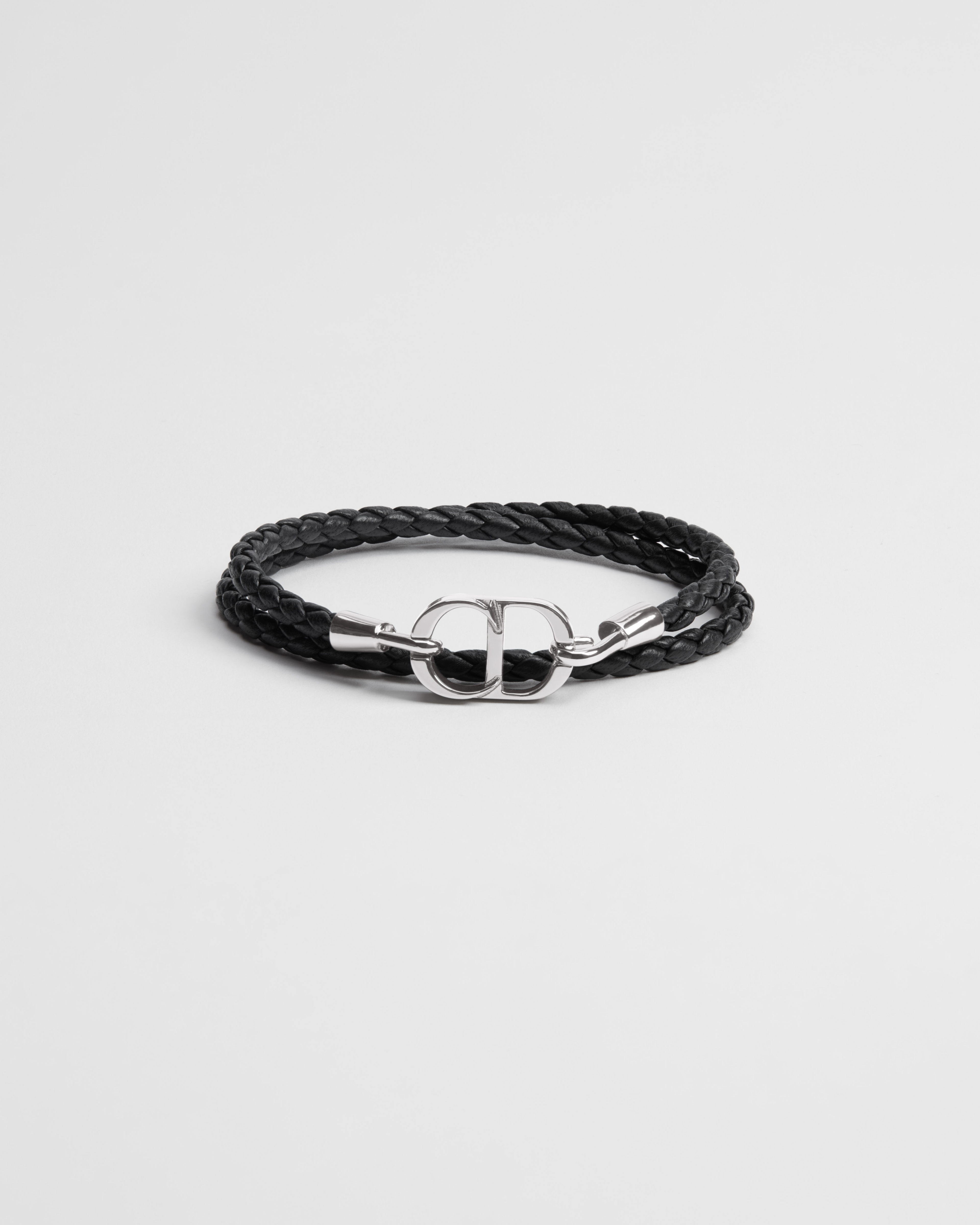 CD Icon Braided Leather Double Bracelet
