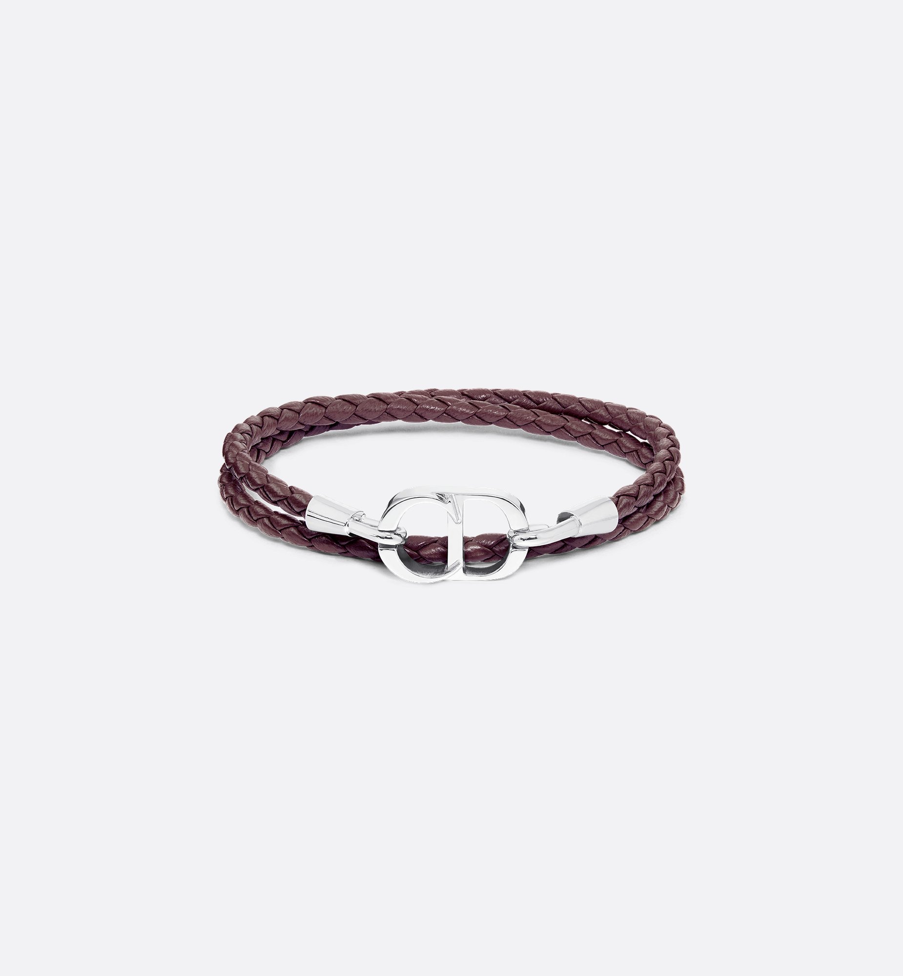 CD Icon Braided Leather Double Bracelet Brown Lambskin and CD Icon Braided Leather Double Bracelet Brown Lambskin and