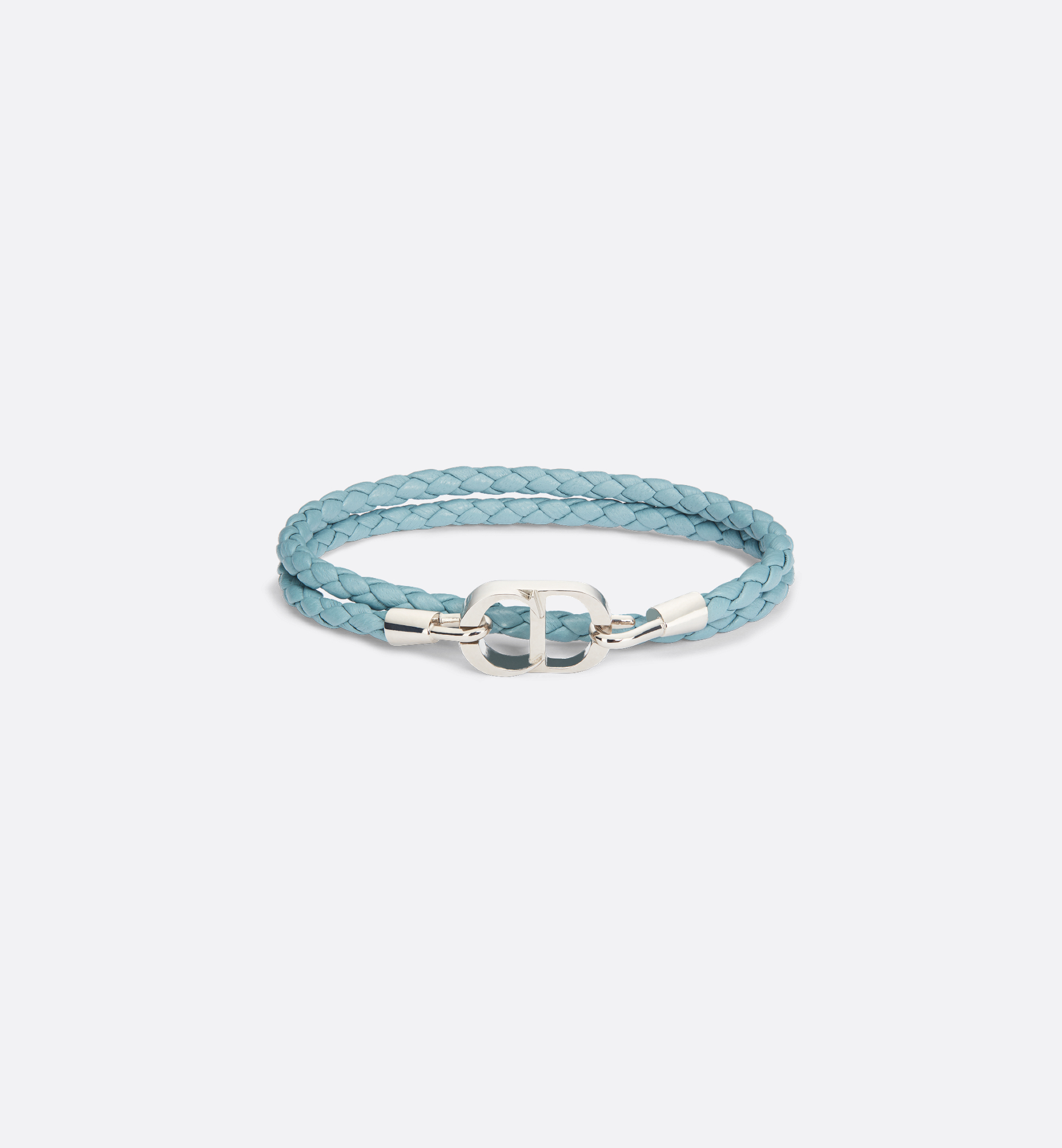CD Icon Braided Leather Double Bracelet Blue Lambskin and CD Icon Braided Leather Double Bracelet Blue Lambskin and